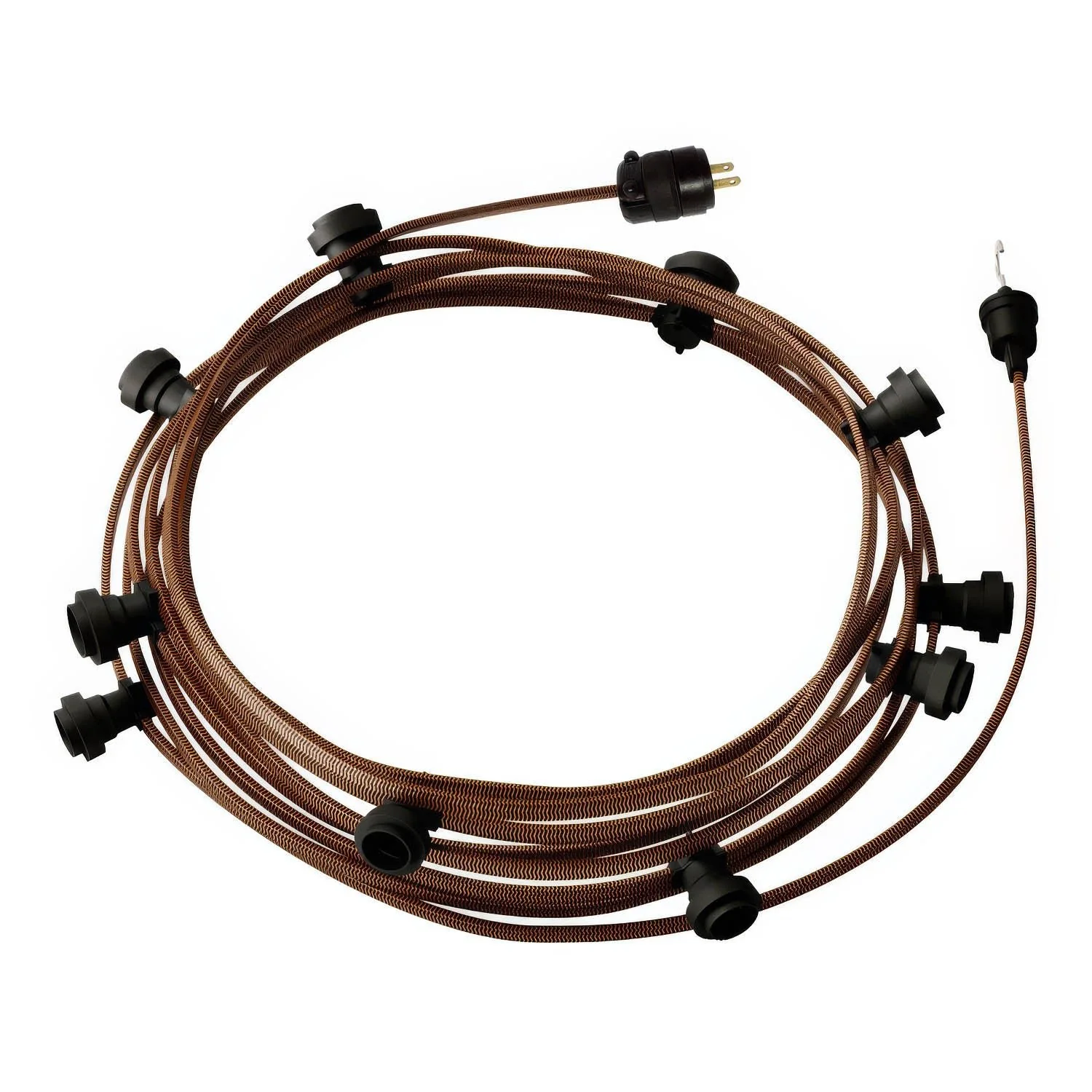 Ready-to-use 40 ft String Light with 10 black Sockets, Hook and Plug - CZ22