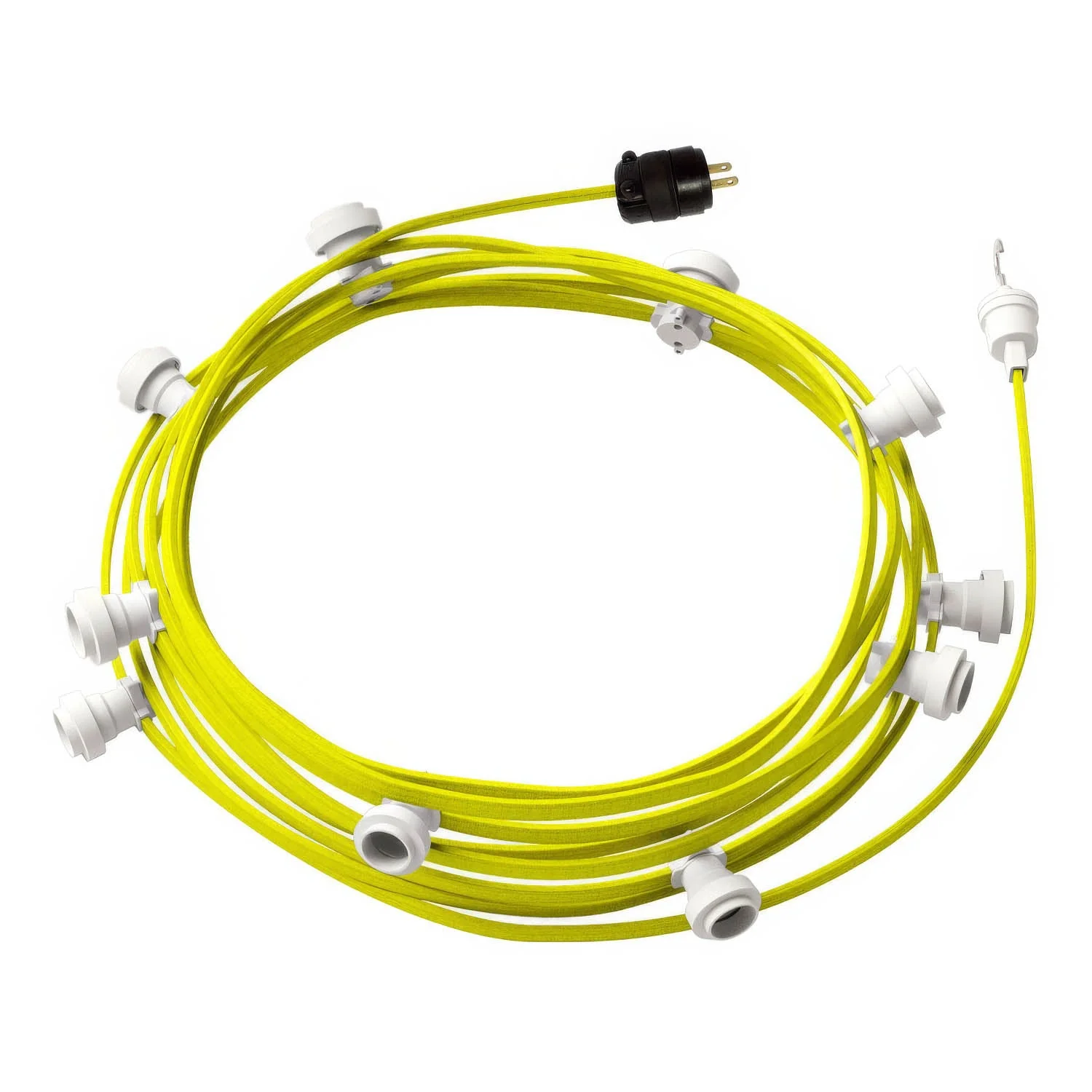 Ready-to-use 40ft String Light with 10 white sockets, hook and plug - CF10
