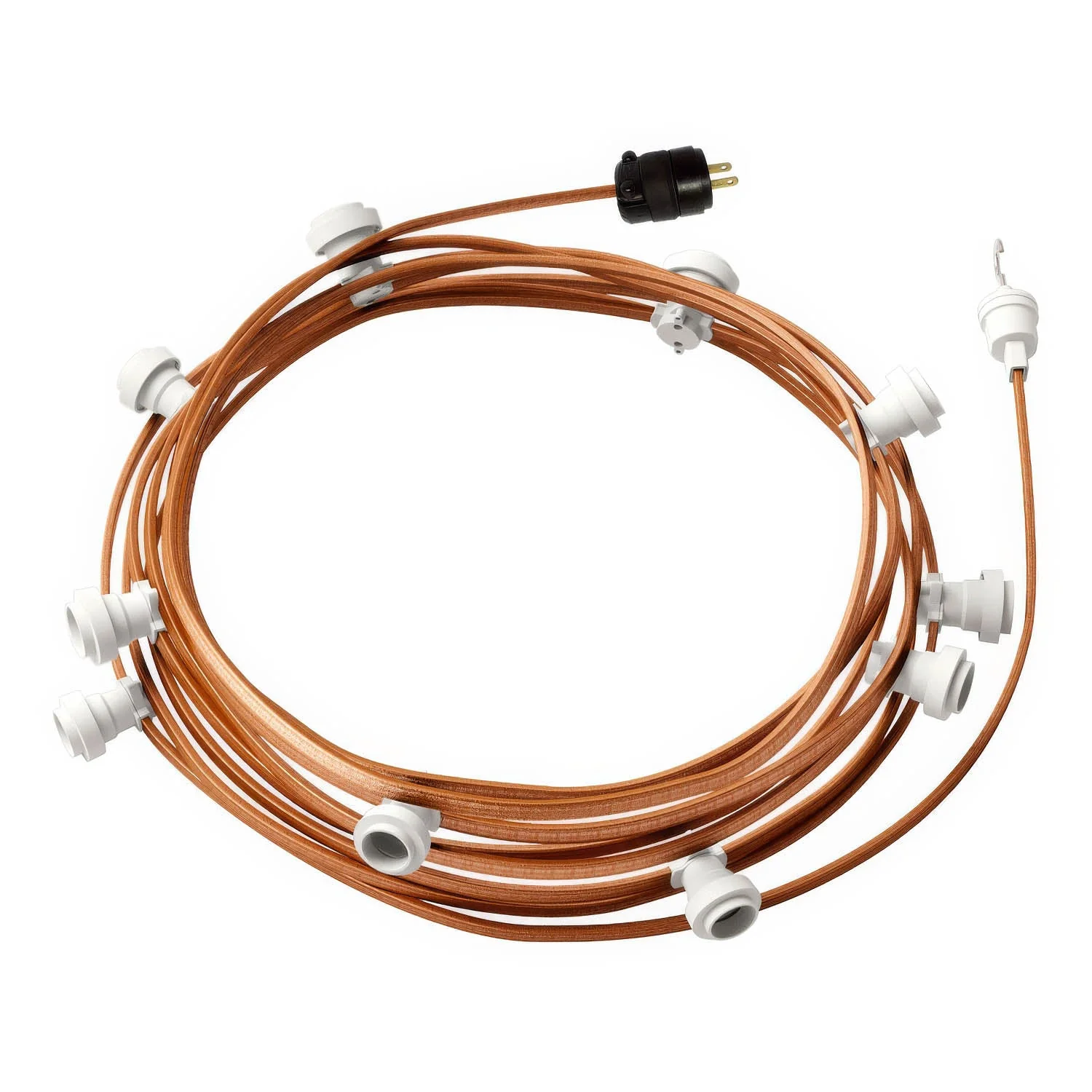 Ready-to-use 40ft String Light with 10 white Sockets, Hook and Plug - CM22