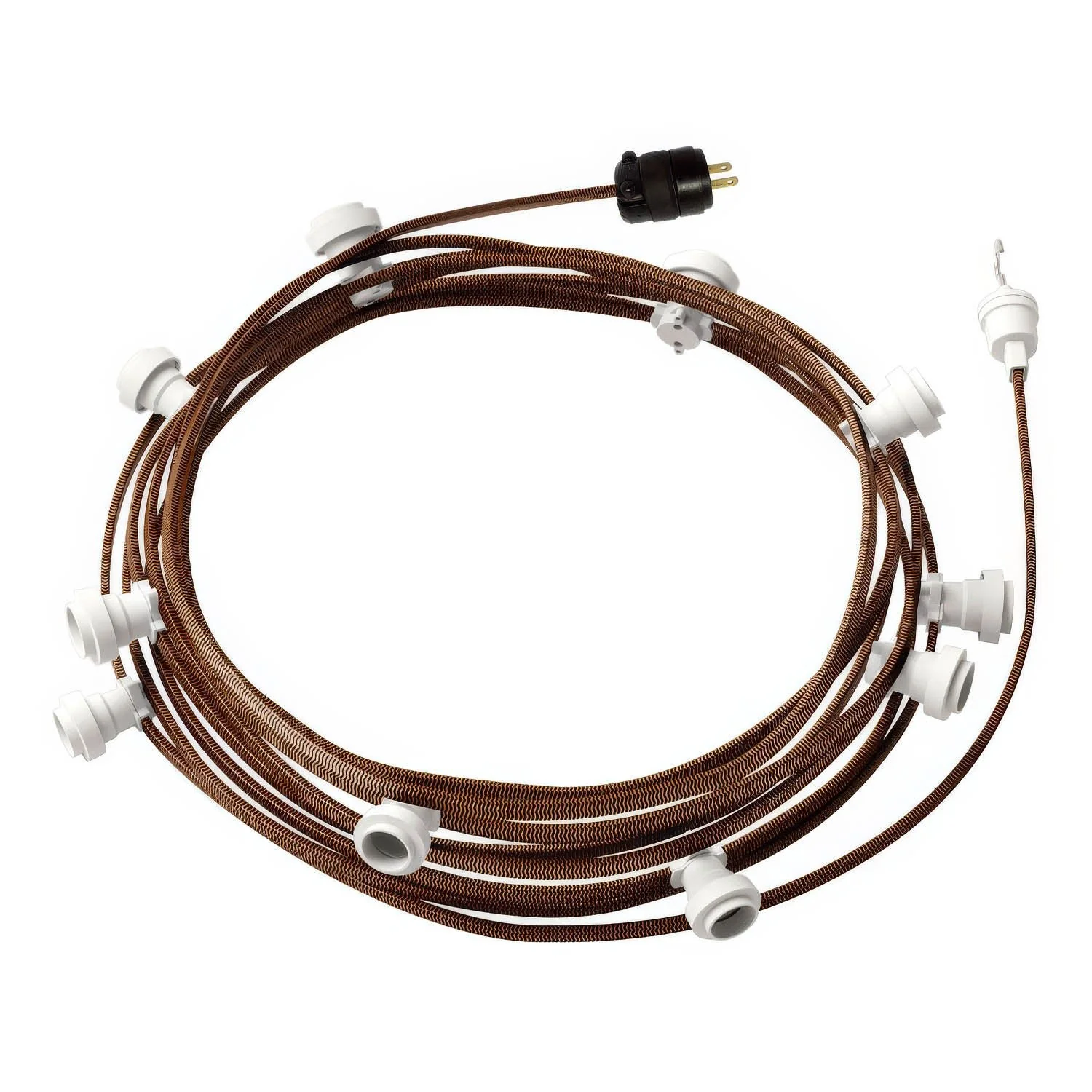 Ready-to-use 40ft String Light with 10 white Sockets, Hook and Plug - CZ22