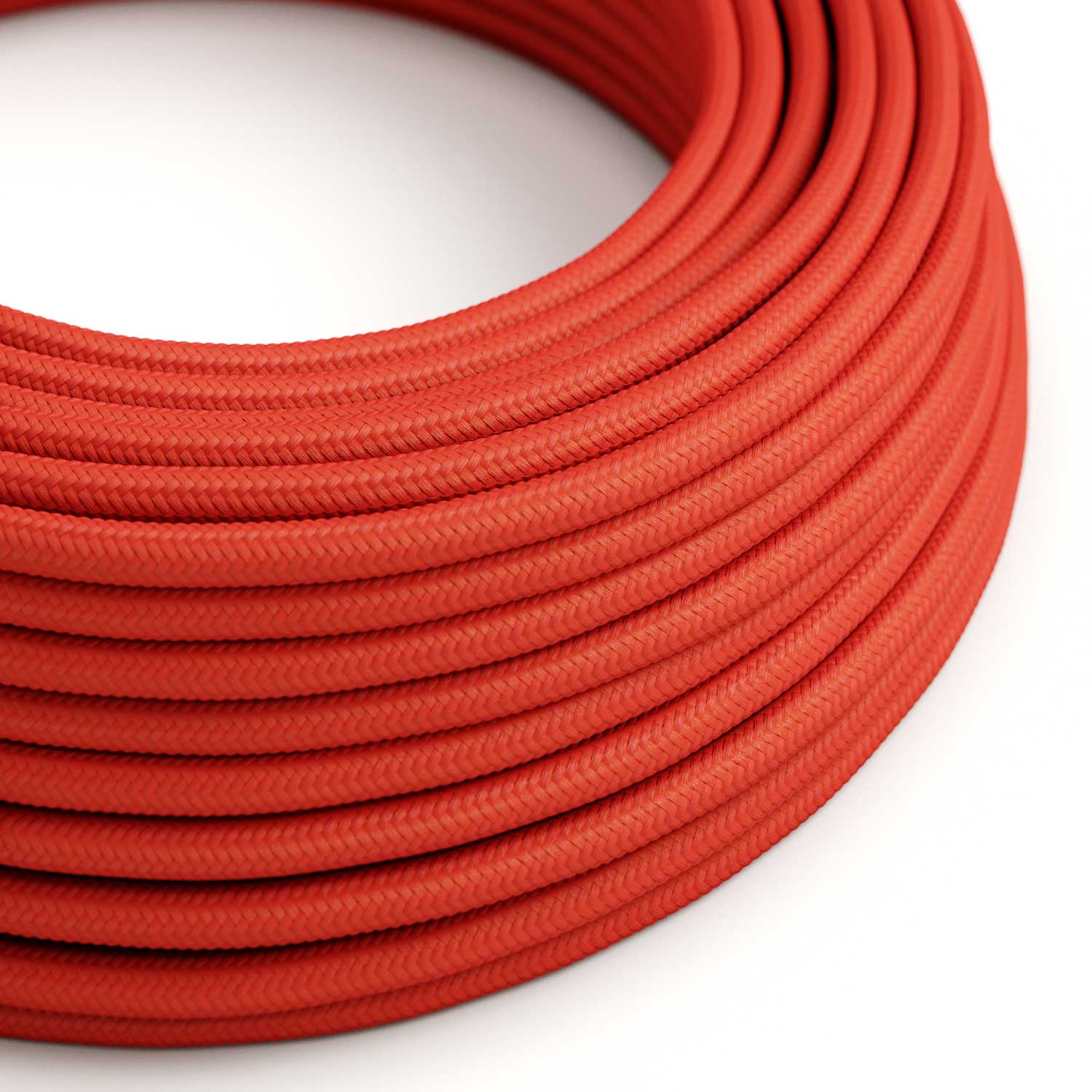 Glossy Fire Red fabric cable - The Original Creative-Cables - RM09 round 2x0.75mm / 3x0.75mm