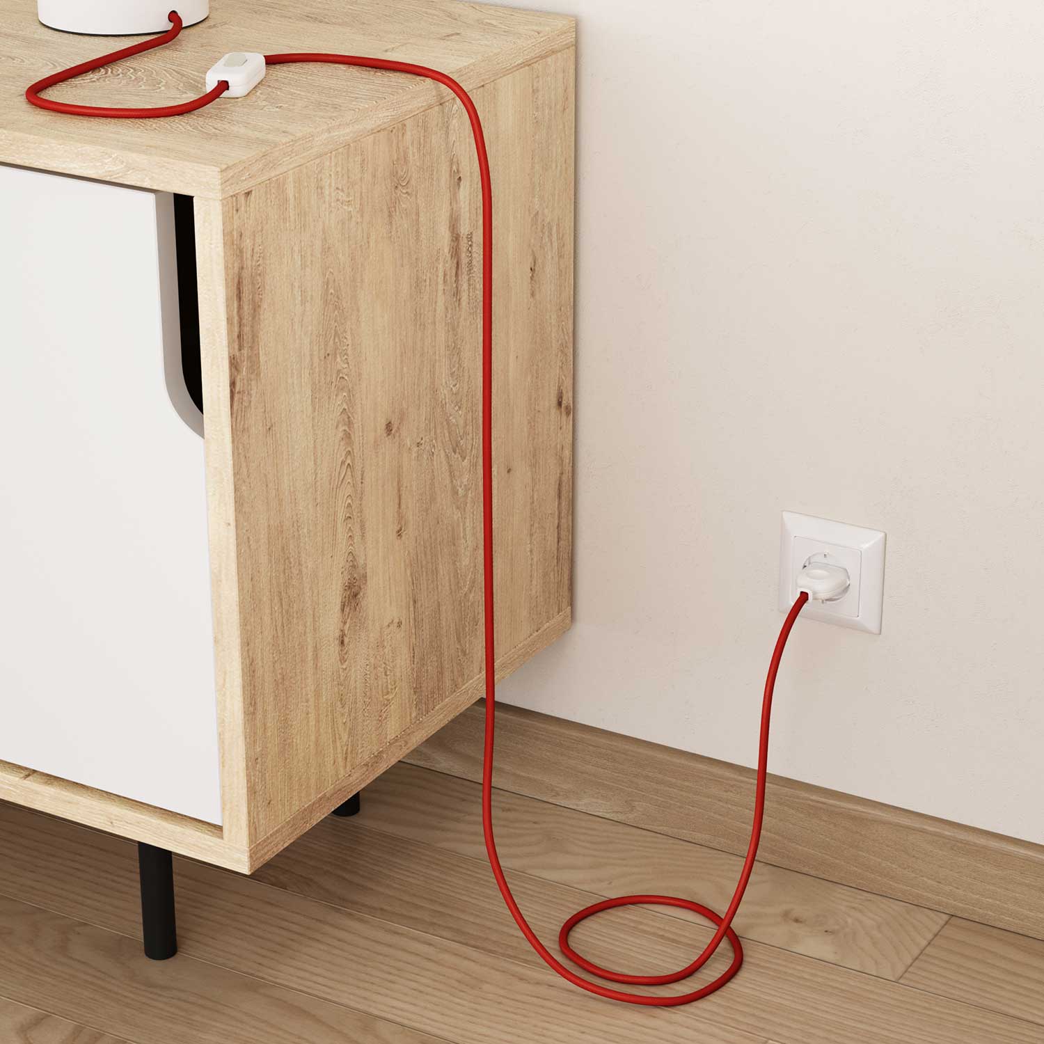 Glossy Fire Red fabric cable - The Original Creative-Cables - RM09 round 2x0.75mm / 3x0.75mm - Image 3