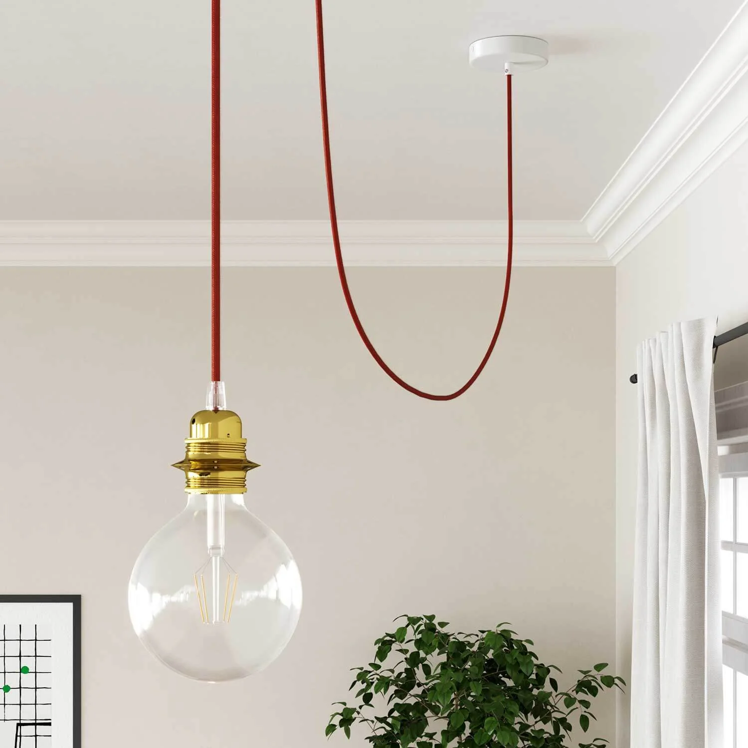 Glossy Fire Red fabric cable - The Original Creative-Cables - RM09 round 2x0.75mm / 3x0.75mm - Image 4