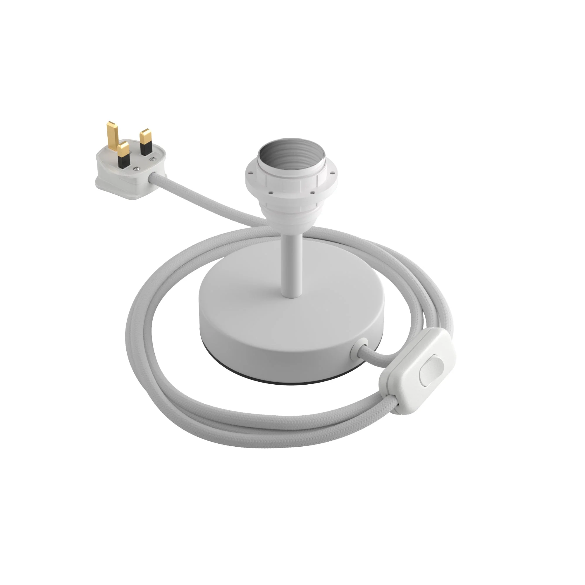 Lampshade riser - Metal table lamp with UK plug - Matt white