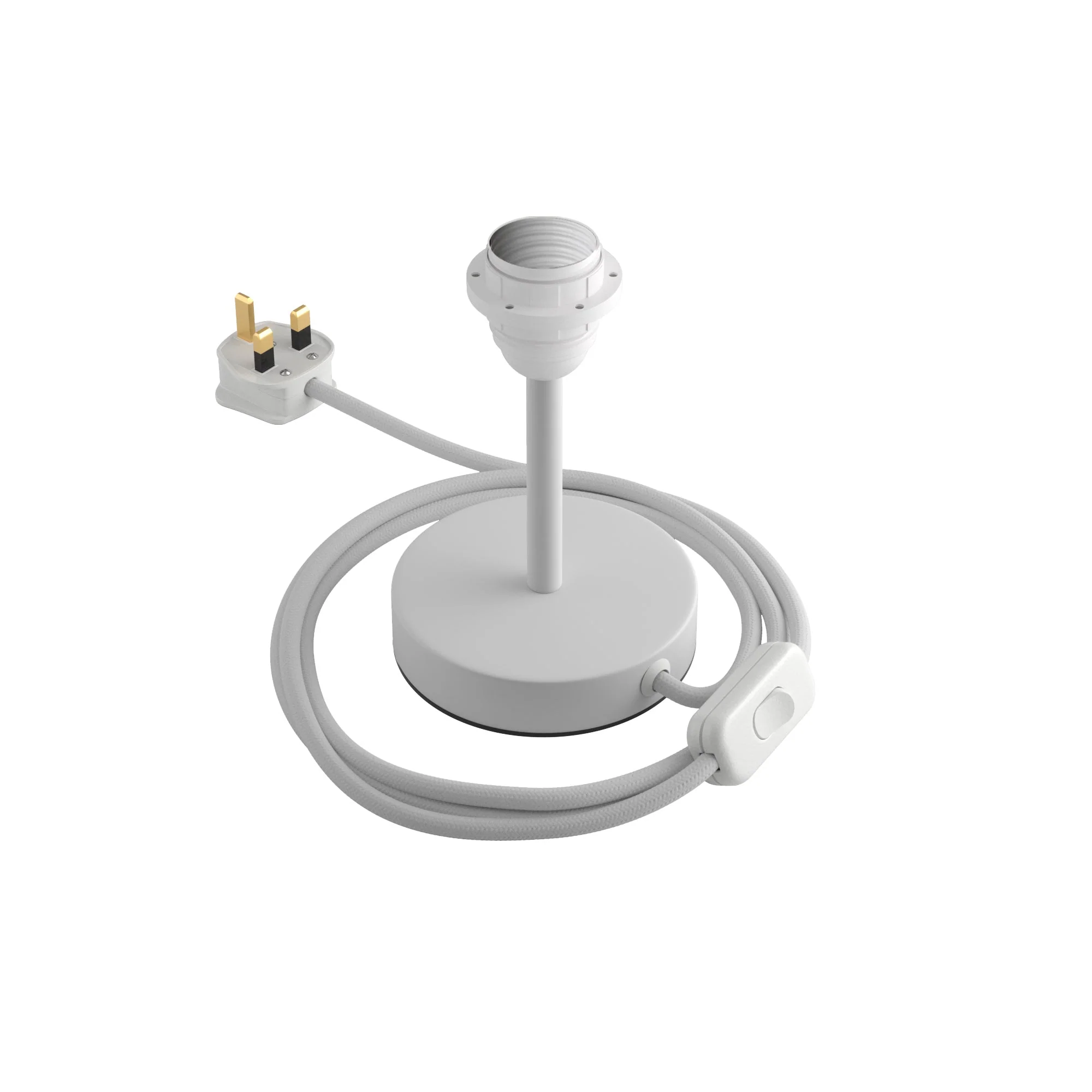 Lampshade riser - Metal table lamp with UK plug - Matt white - Image 5