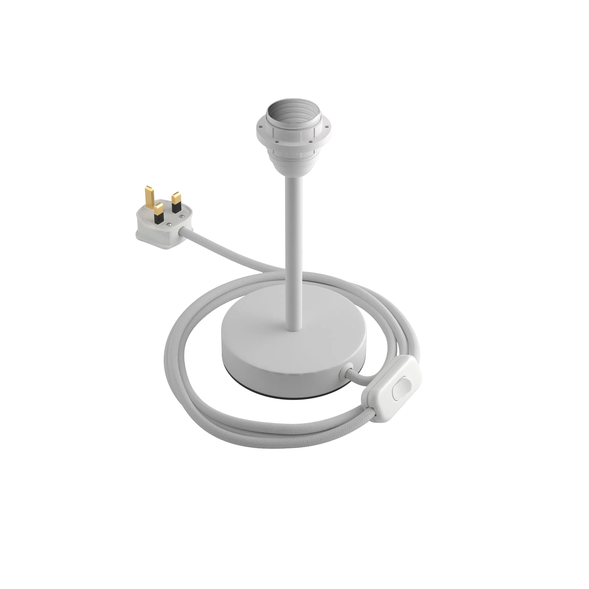 Lampshade riser - Metal table lamp with UK plug - Matt white - Image 6