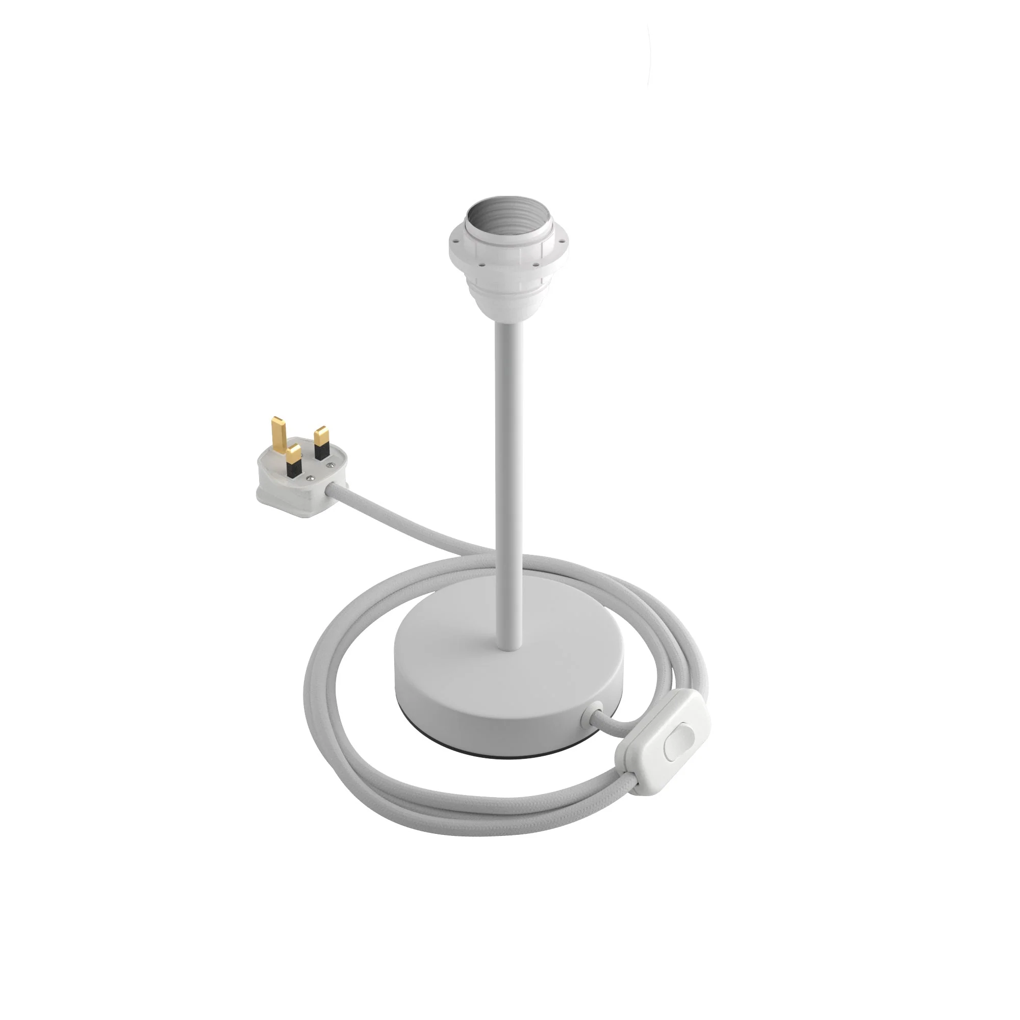 Lampshade riser - Metal table lamp with UK plug - Matt white - Image 7