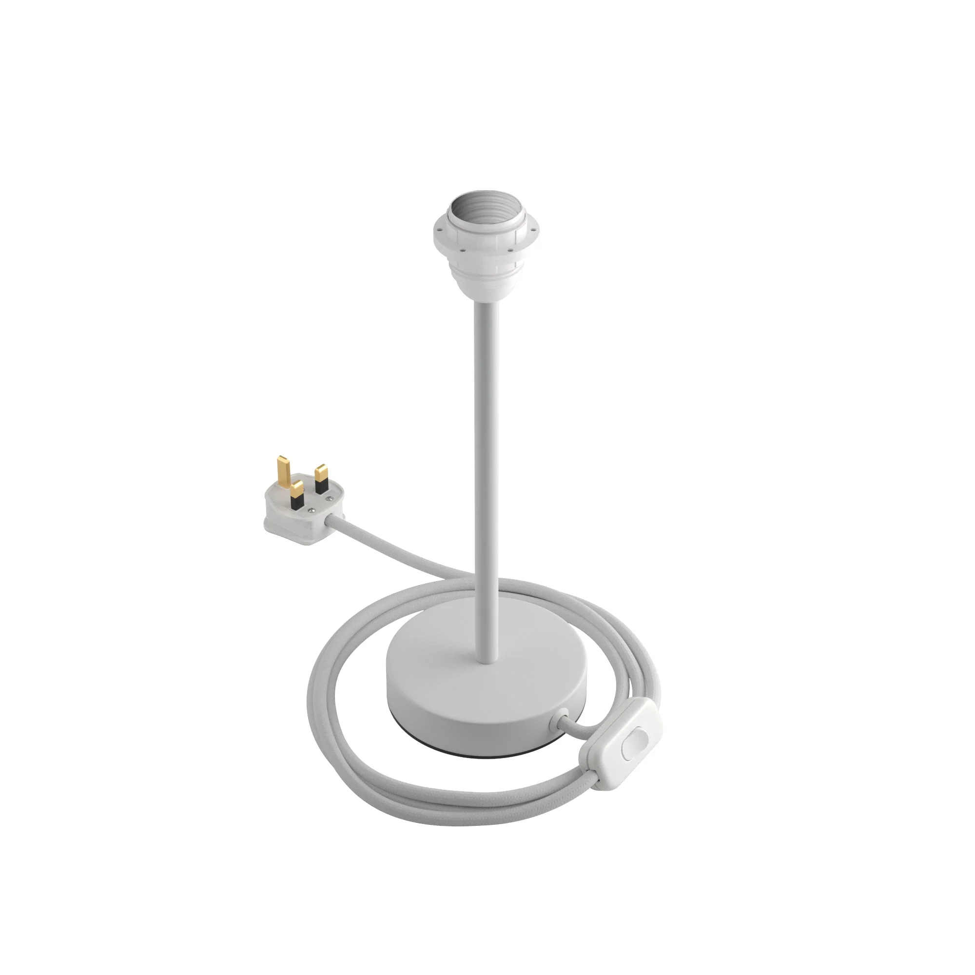 Lampshade riser - Metal table lamp with UK plug - Matt white - Image 8