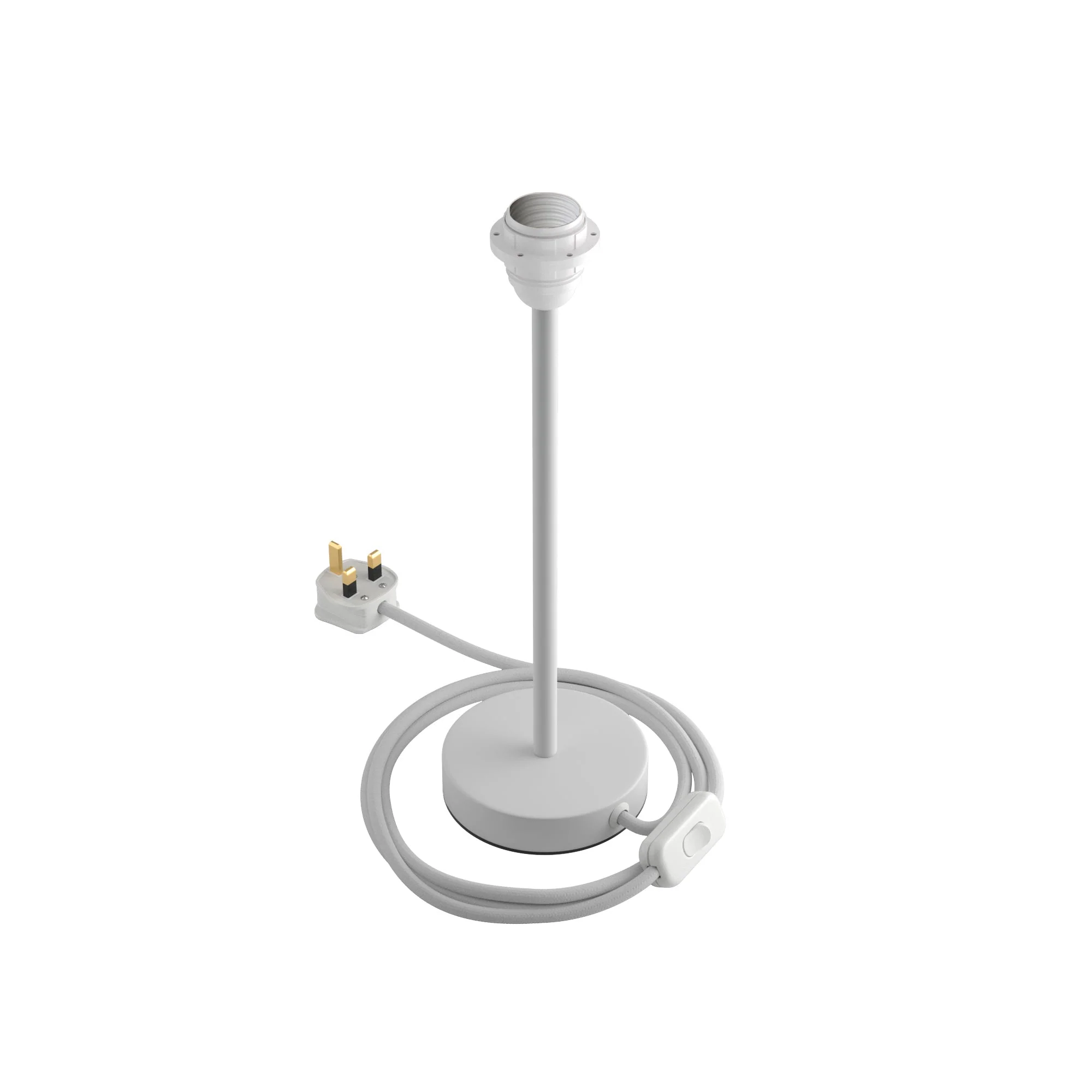 Lampshade riser - Metal table lamp with UK plug - Matt white - Image 9