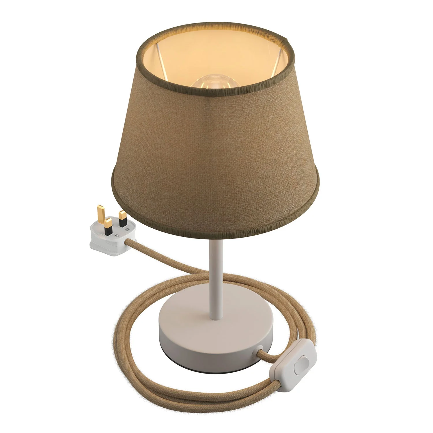 Alzaluce with Impero lampshade, metal table lamp and UK plug - Natural jute - Image 5