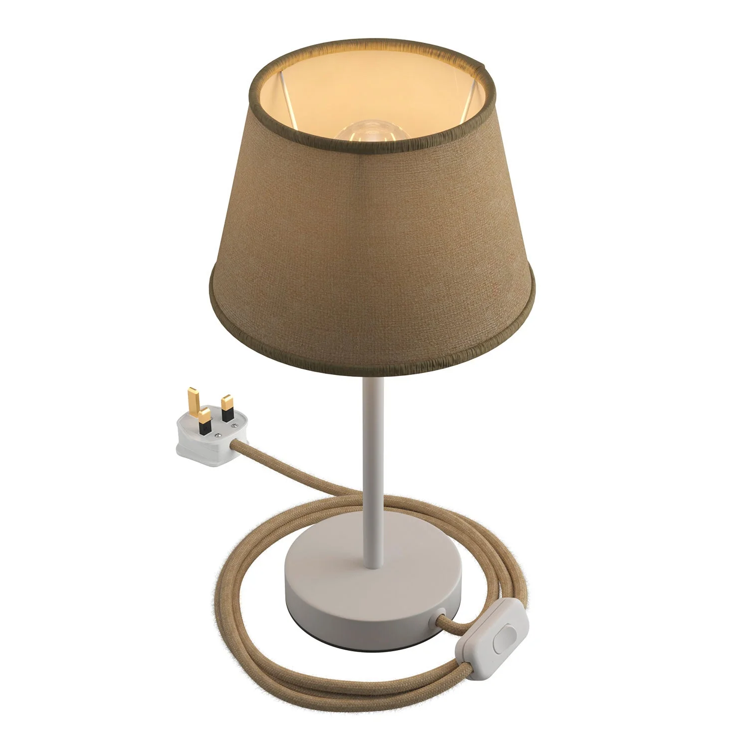 Alzaluce with Impero lampshade, metal table lamp and UK plug - Natural jute - Image 6