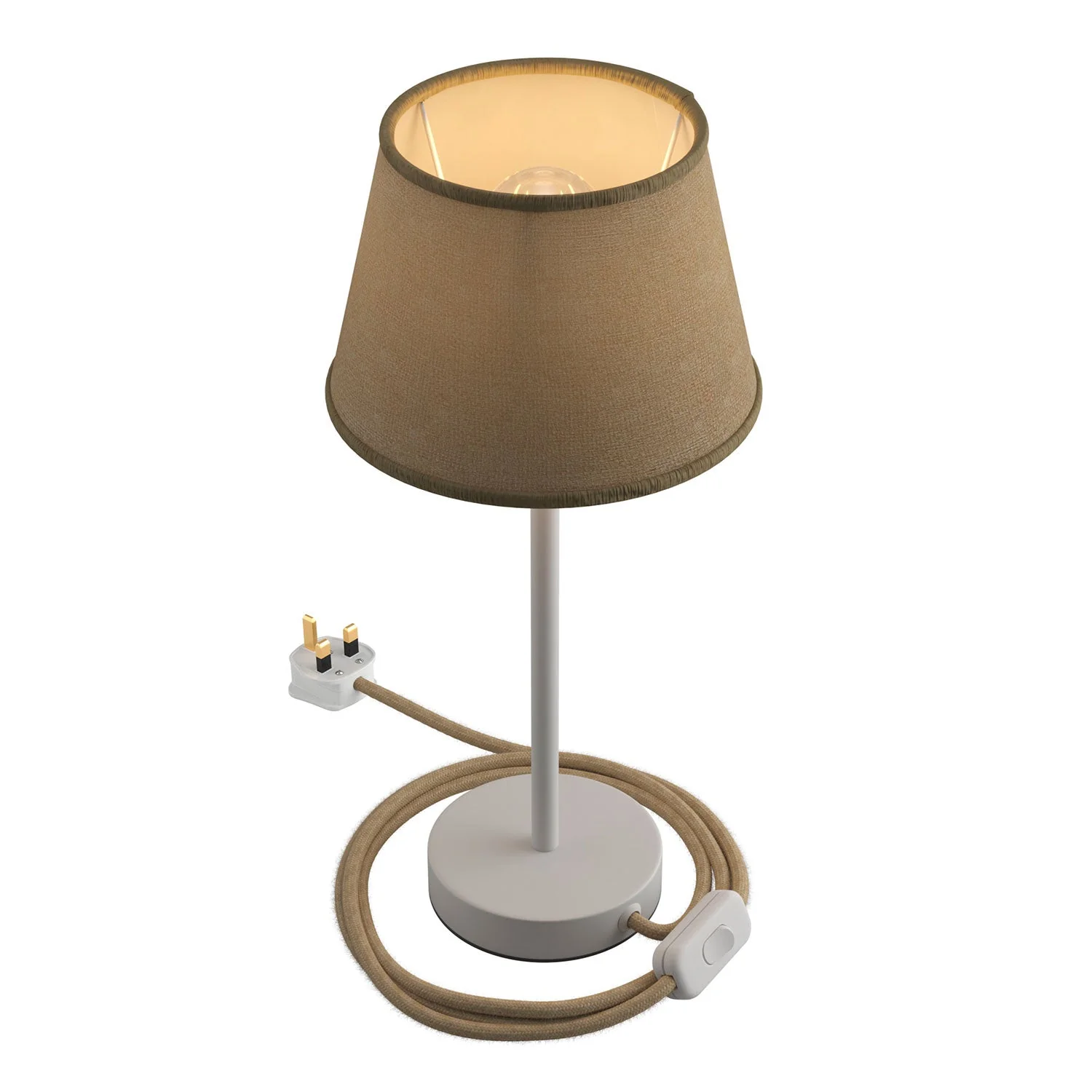 Alzaluce with Impero lampshade, metal table lamp and UK plug - Natural jute - Image 7