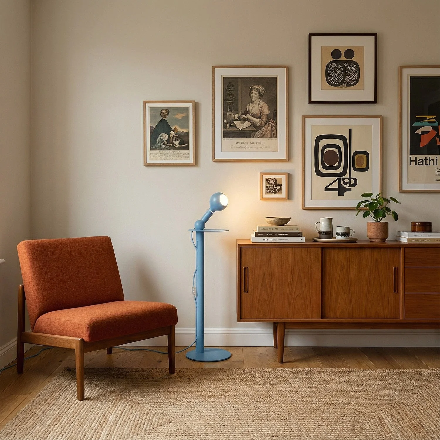 Rocco - Floor lamp with Camo Light bulb - Blue - Image 2