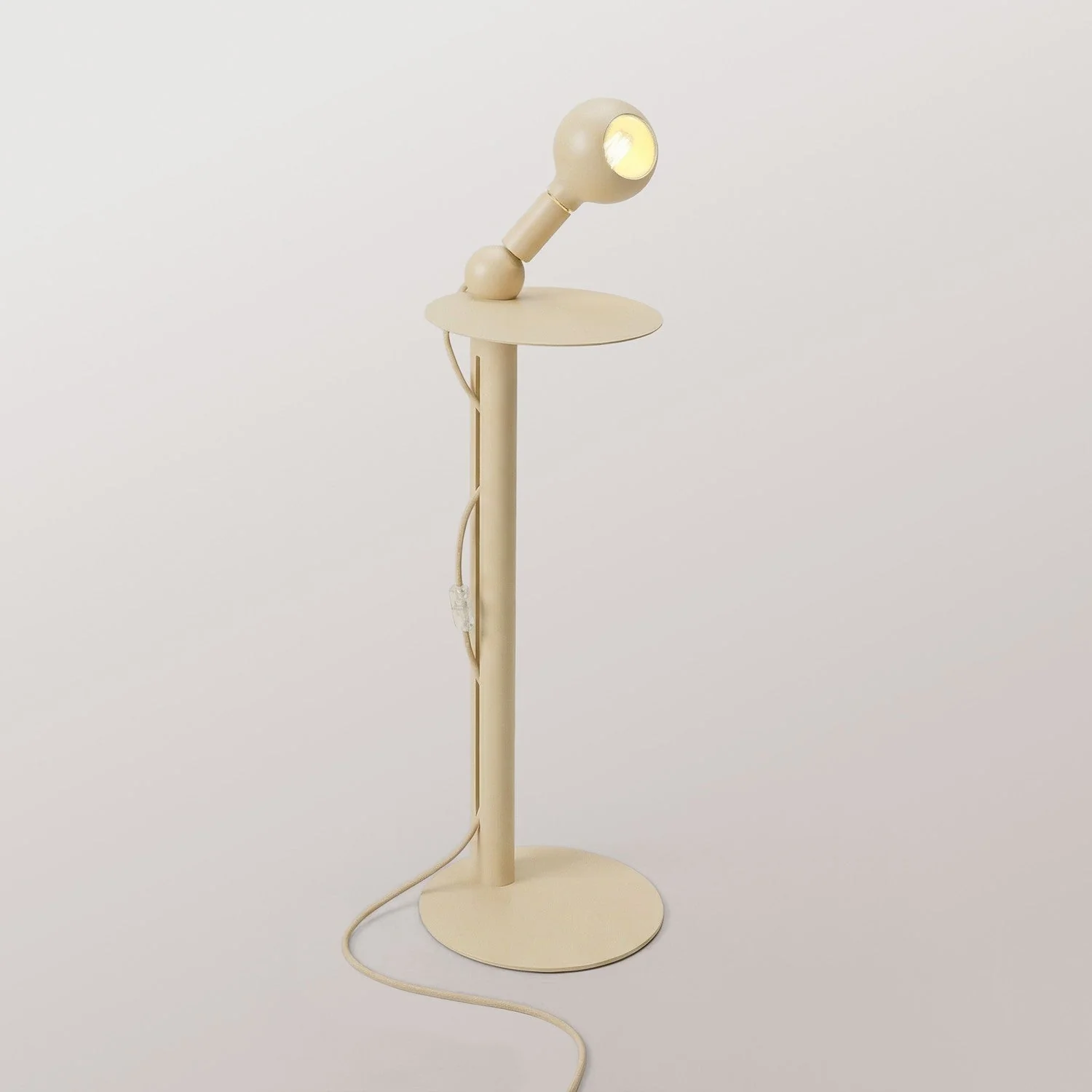 Rocco - Floor lamp with UK Plug and Camo Light bulb - Cream
