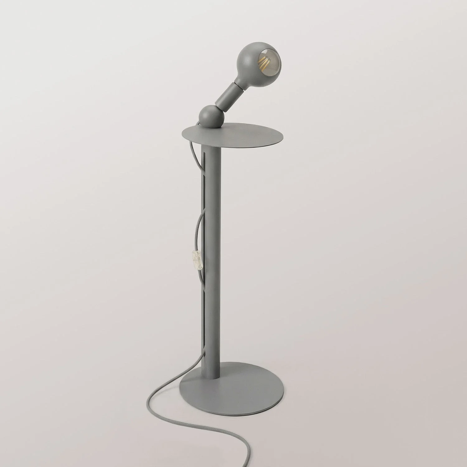 Rocco - Floor lamp with UK Plug and Camo Light bulb - Grey - Image 4