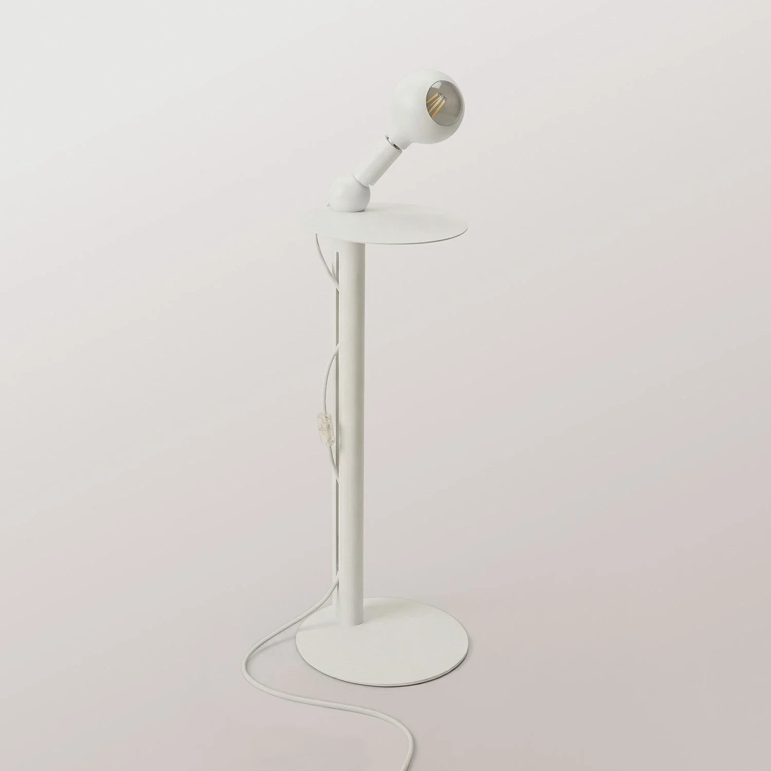 Rocco - Floor lamp with UK Plug and Camo Light bulb - White - Image 4