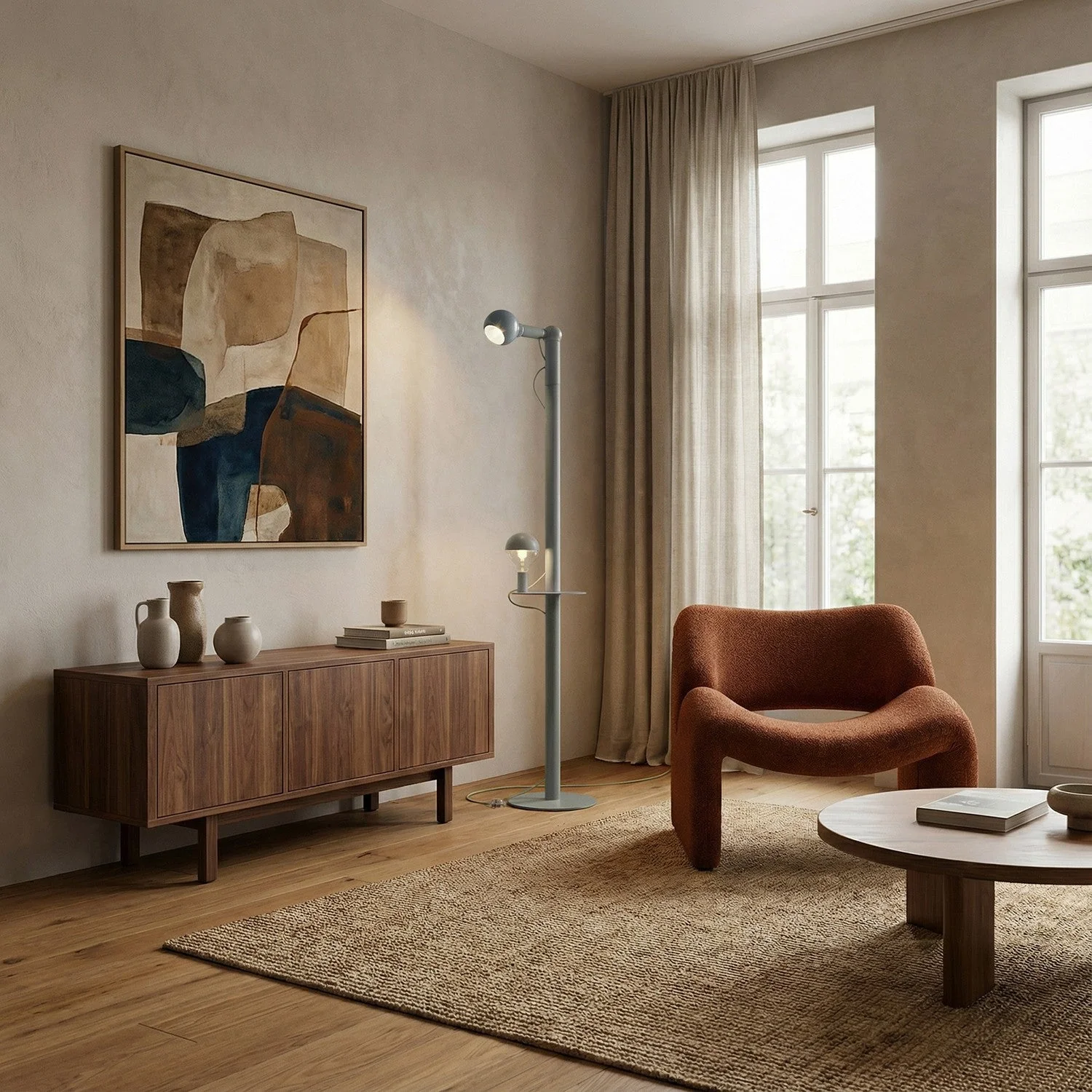 Rocco XXL - Floor lamp with UK Plug and Maria and Camo Light bulb - Grey - Image 3