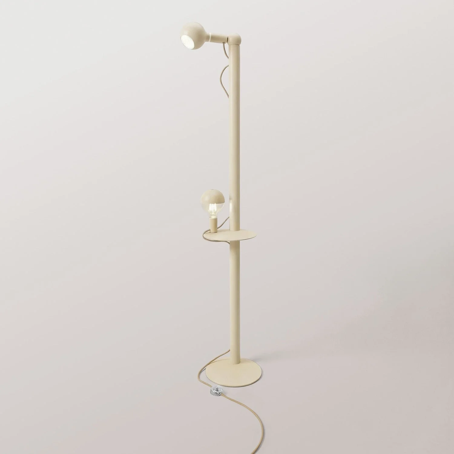 Rocco XXL - Floor lamp with UK Plug and Maria and Camo Light bulb - Cream