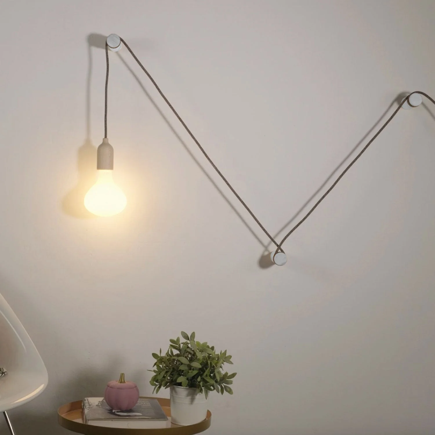 Rolé, wooden cable guide, wall mount for pendant lamp - White - Image 2