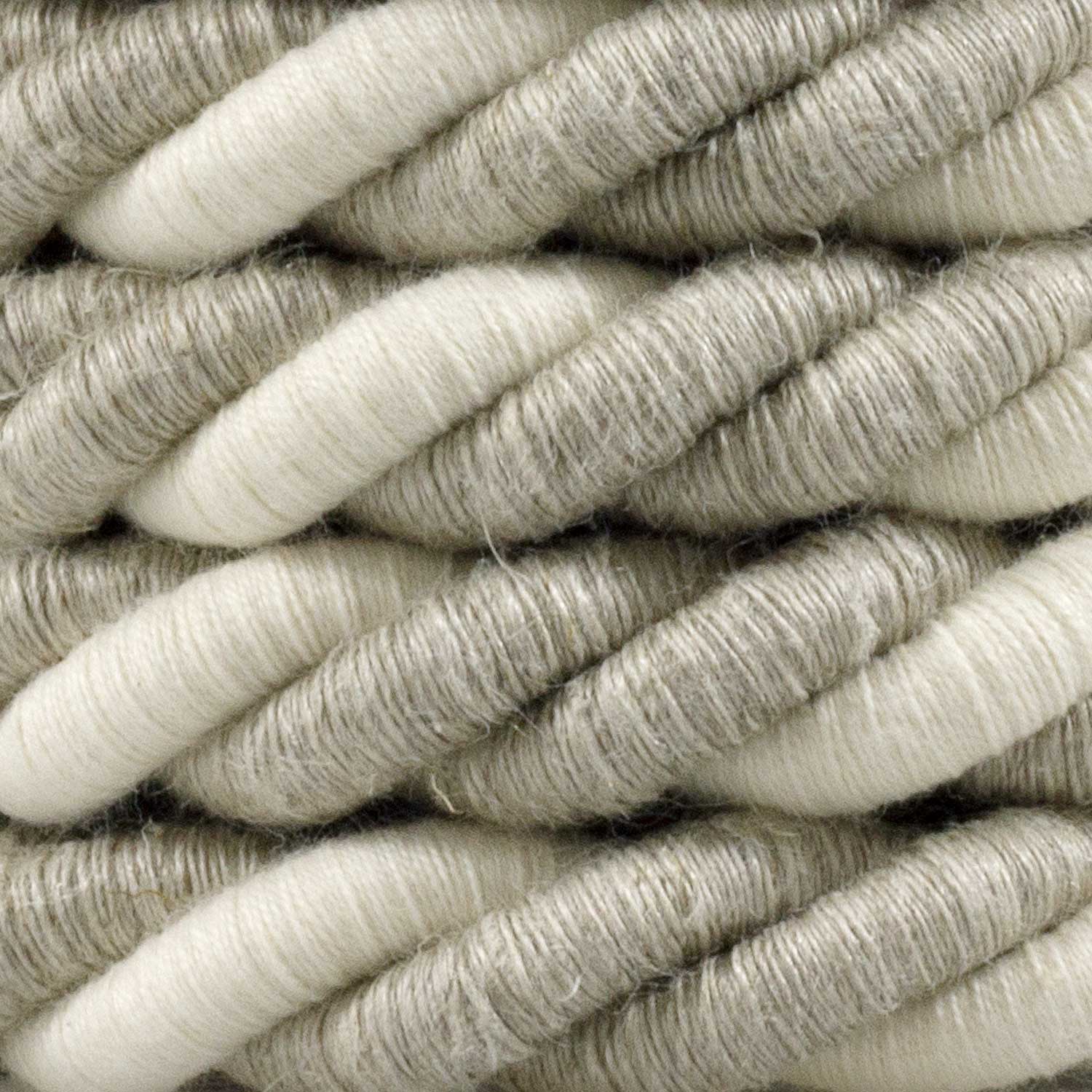 Rope electrical wire with 18/3 AWG conductors inside. Natural Linen and Raw Cotton Fabric