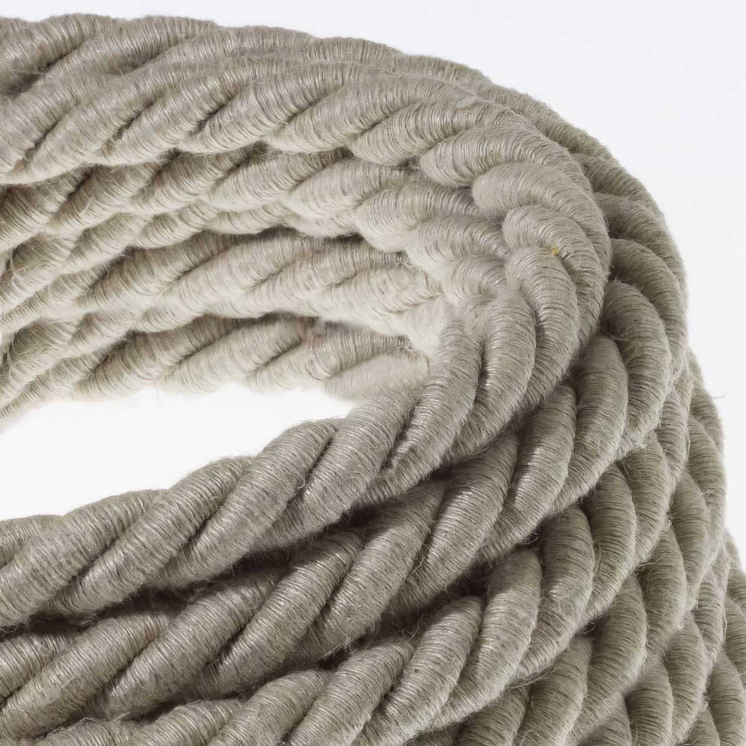 Rope electrical wire with 18/3 AWG conductors inside. Natural Linen Fabric - Image 2