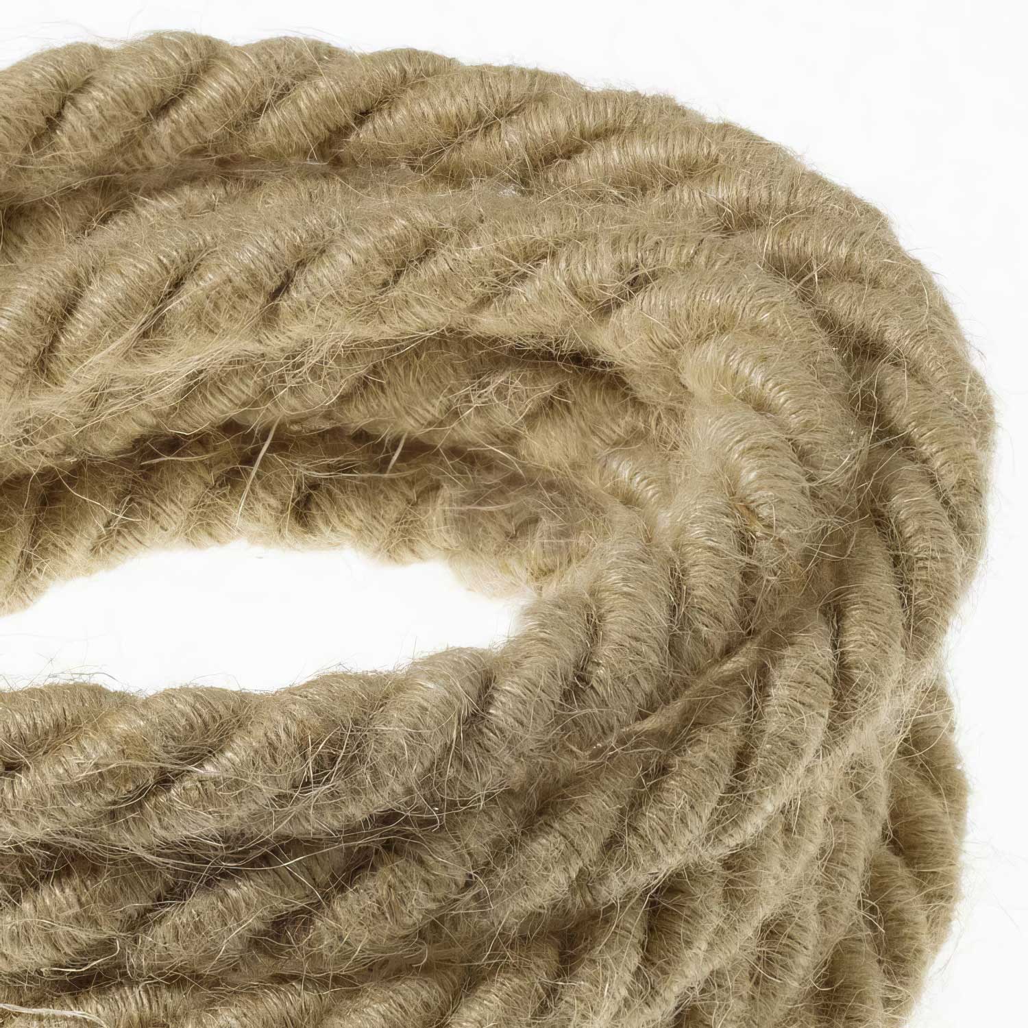 Rope electrical wire with 18/3 AWG conductors inside. Rough jute fabric - Image 2