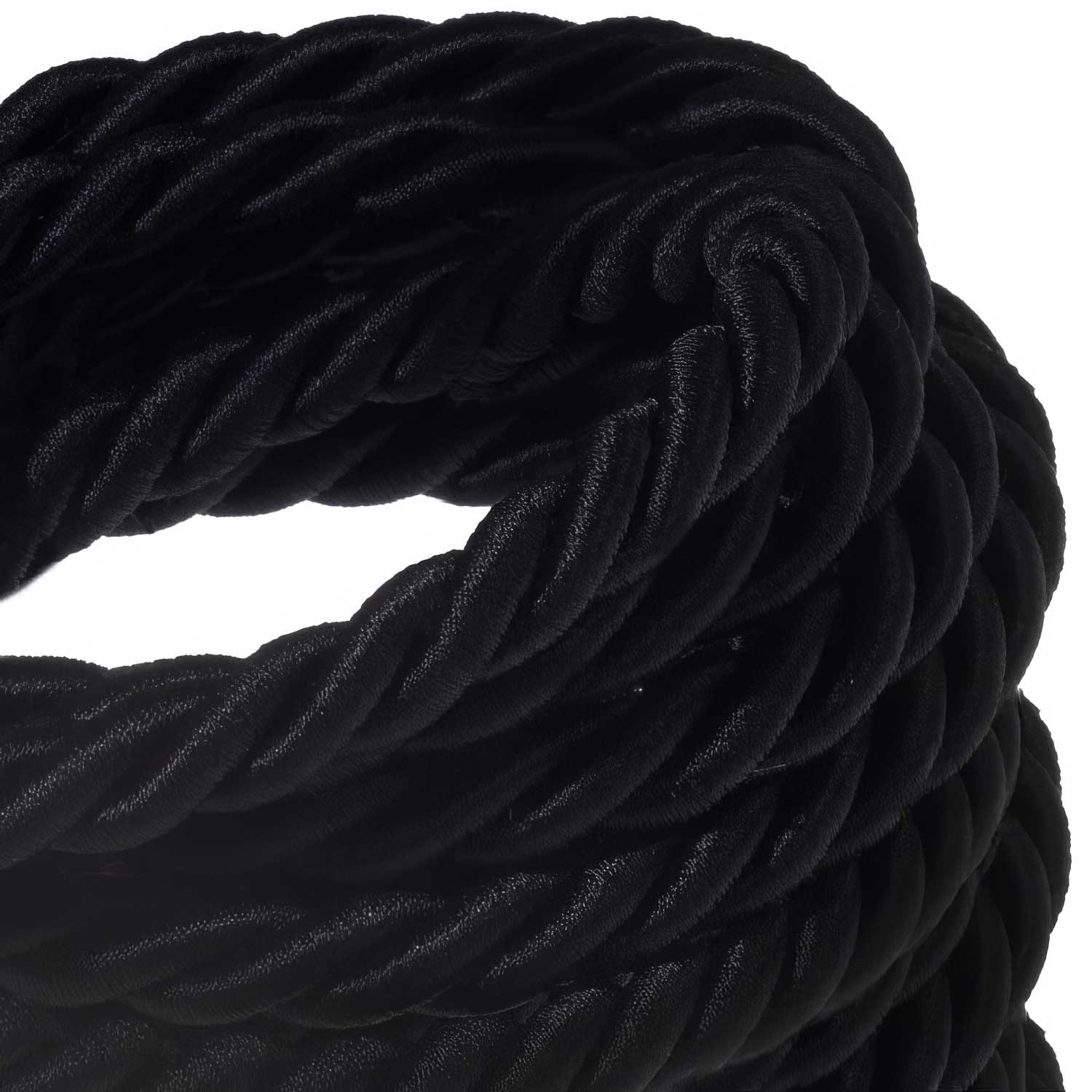 Rope electrical wire with 18/3 AWG wire inside. Shiny black fabric - Image 2