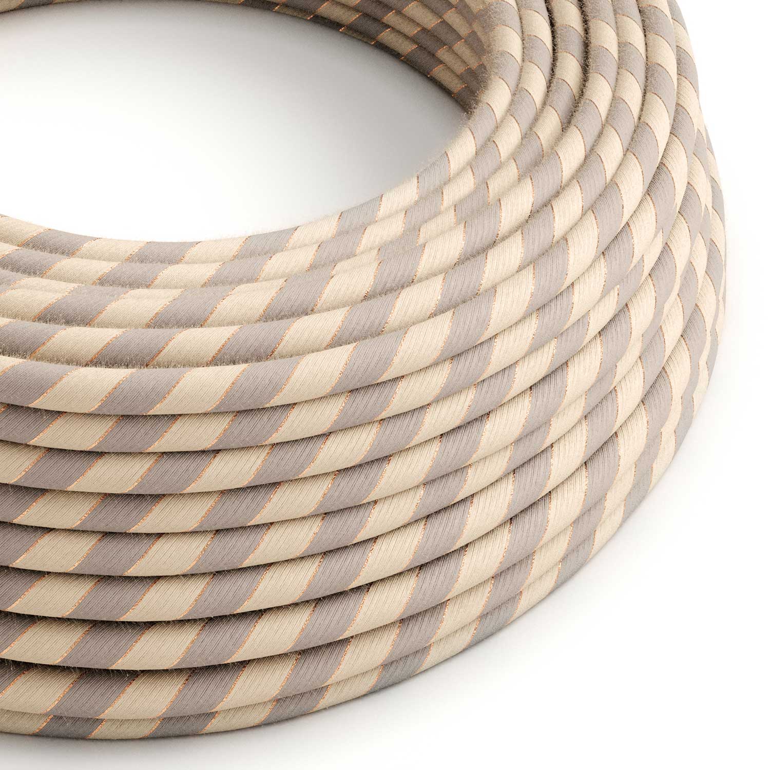 Round Electric Vertigo Cable covered in Cotton and Linen with Copper Thread ERR05
