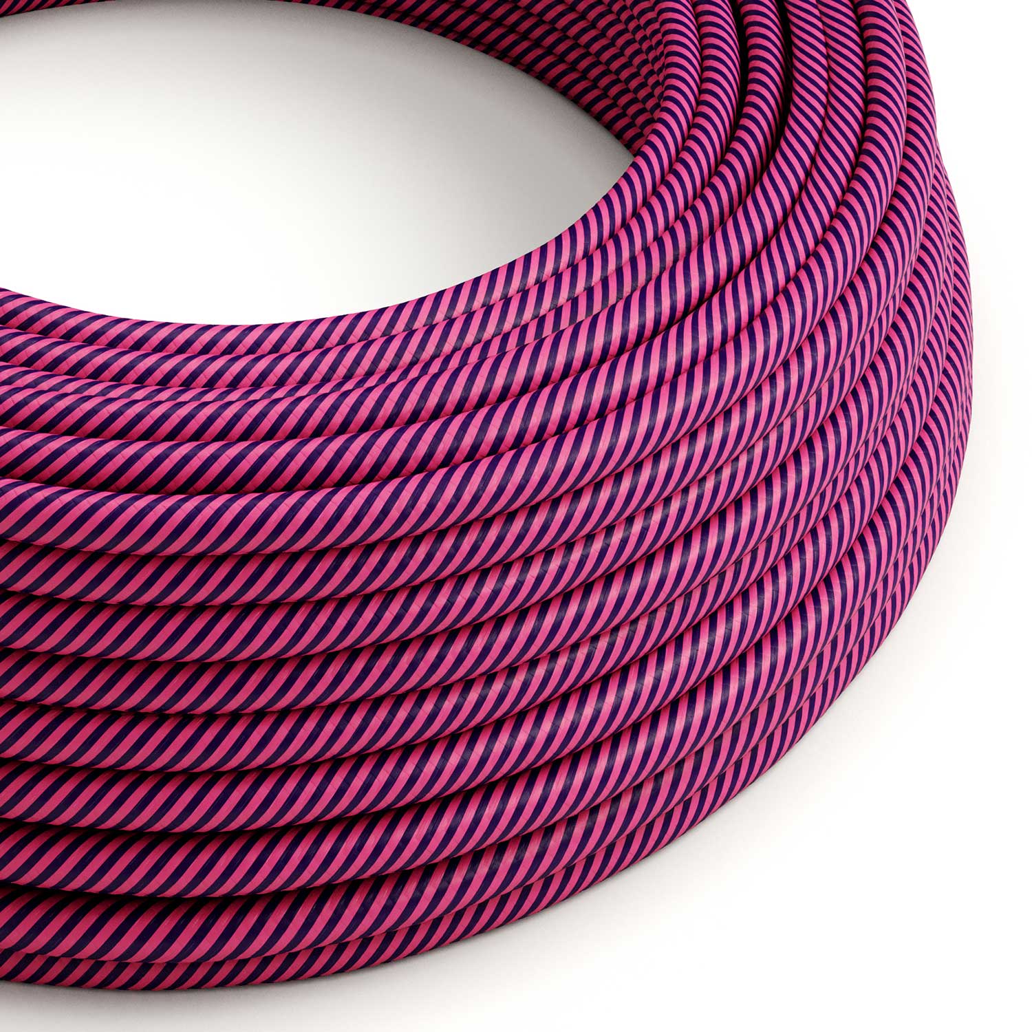 Round Electric Vertigo HD cable covered with Fuchsia and Dark Purple fabric ERM50