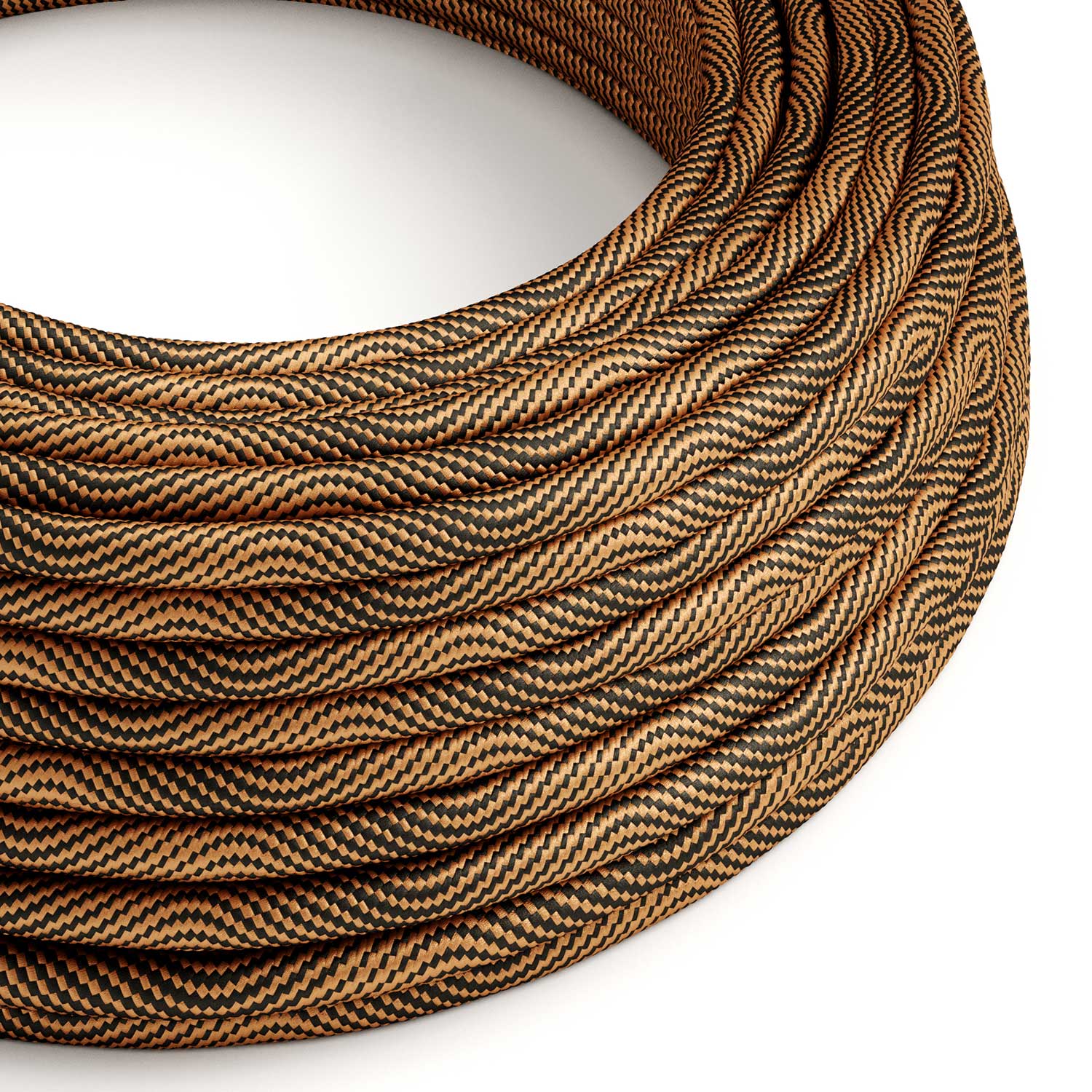 Round Vertigo HD electric cable covered in Optical Black and Copper fabric ERM66