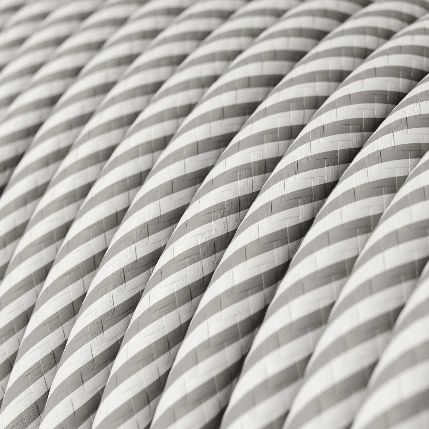 Round electric Vertigo HD cable covered in White and Aluminum fabric ERM46 - Image 2