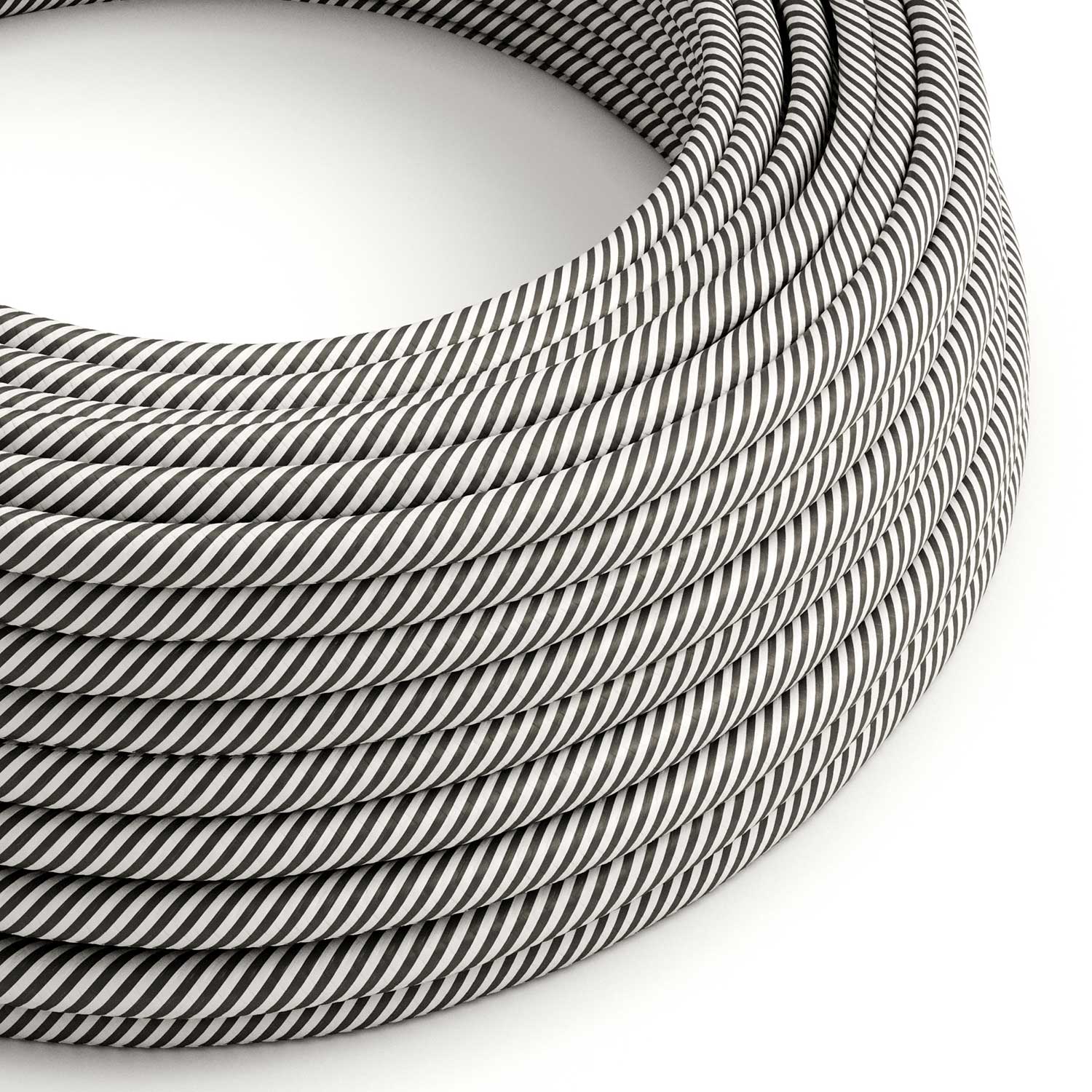 Round Electric Vertigo HD Cable covered with White and Slate fabric ERM37
