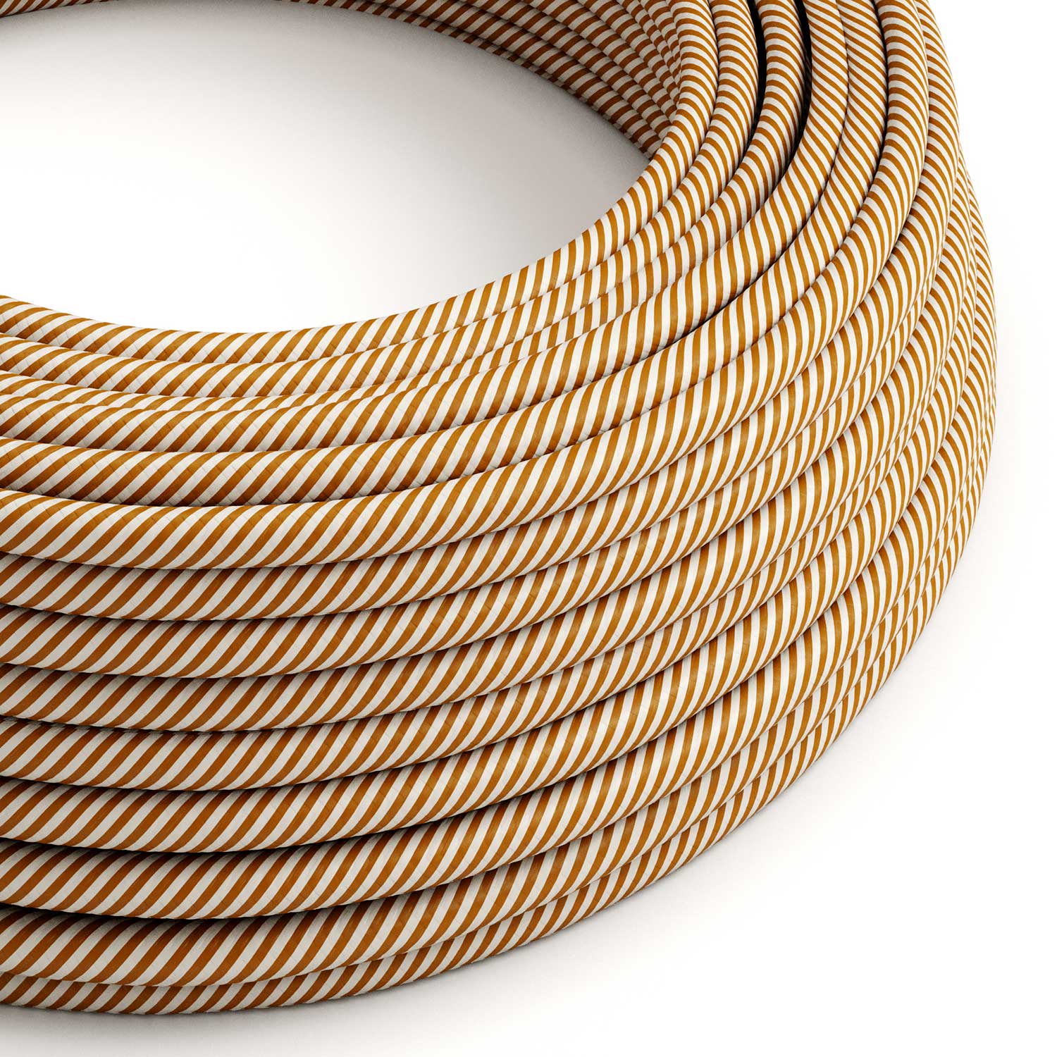 Round Vertigo HD Electric Cable covered with White and Whiskey ERM49 fabric