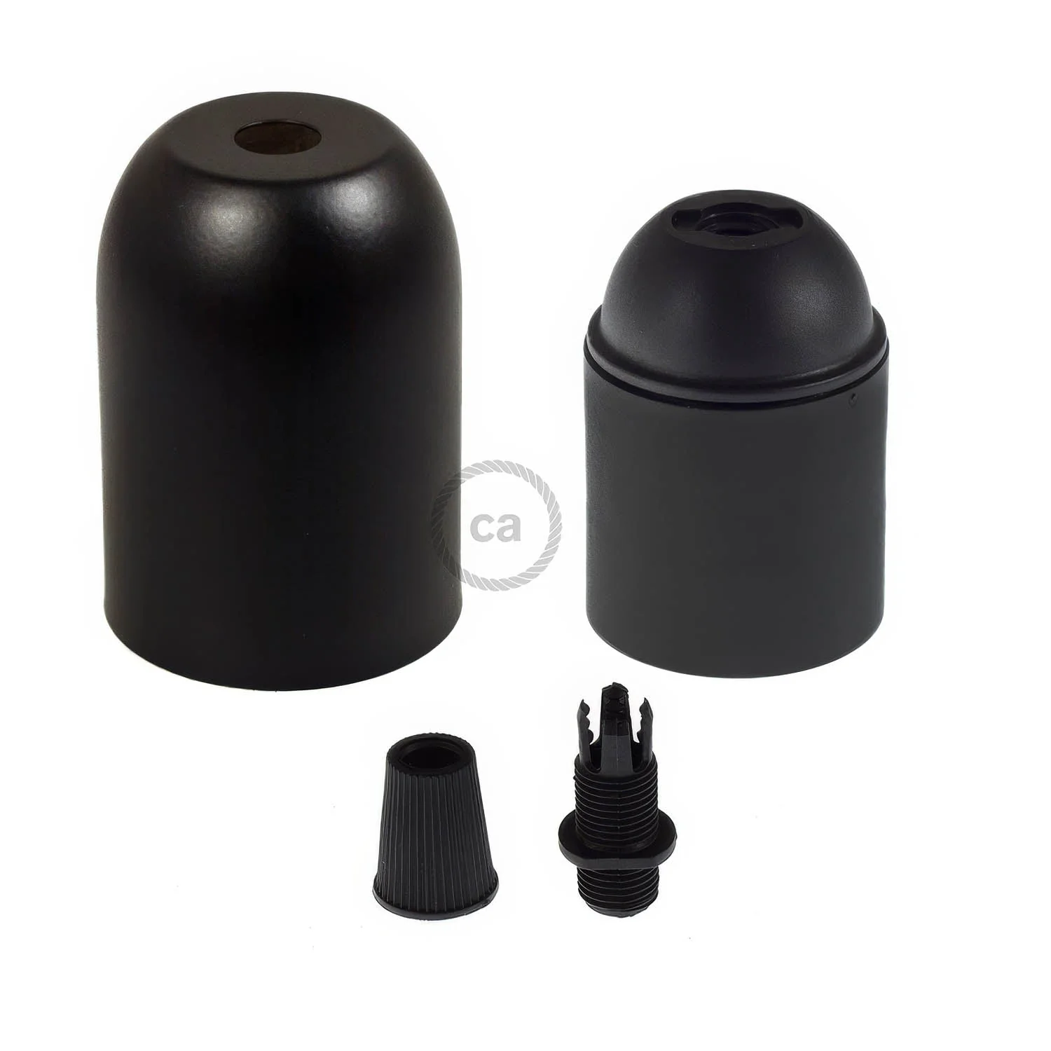 Rounded Top metal E26 light bulb socket kits - Black - Image 2