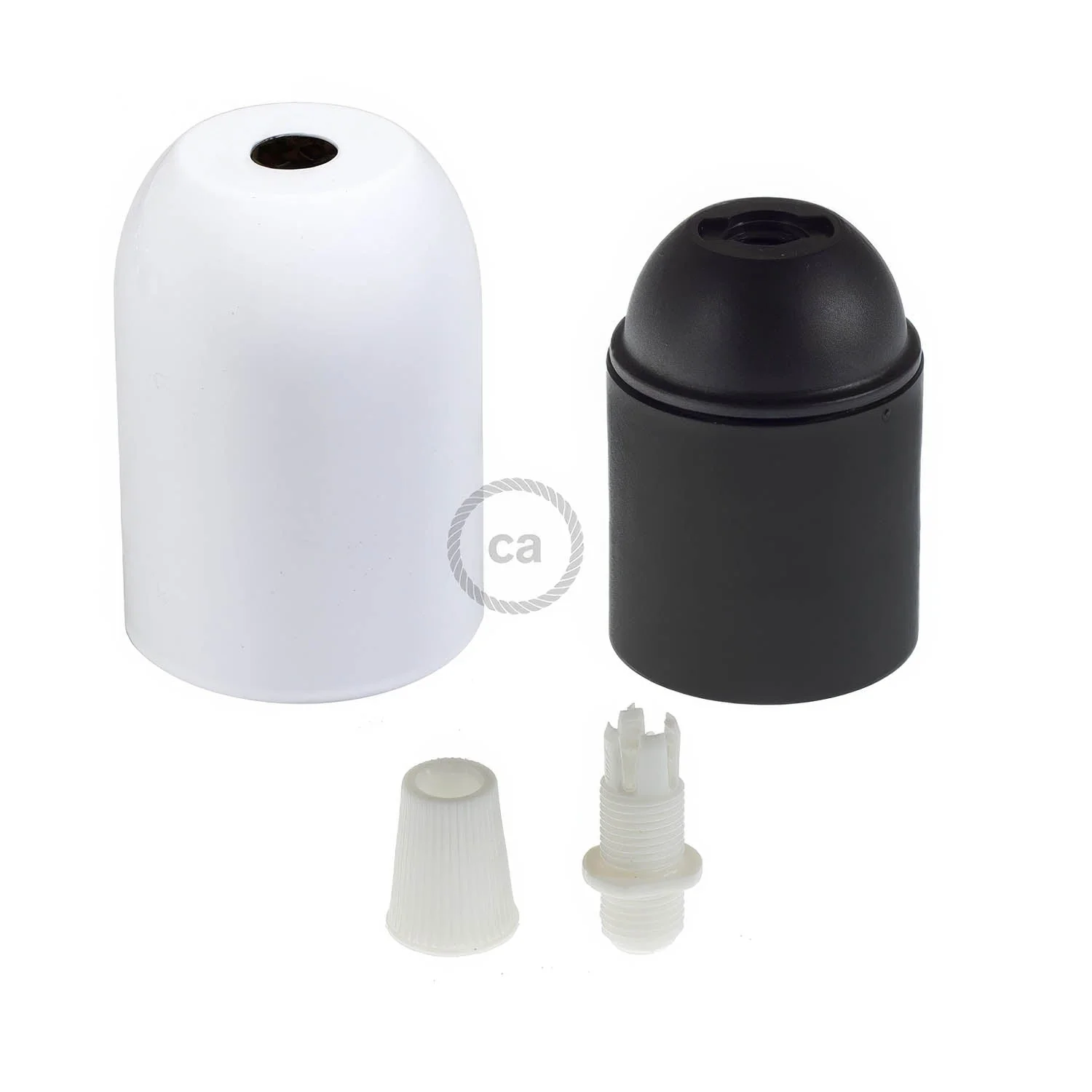 Rounded Top metal E26 light bulb socket kits – Glossy white - Image 2