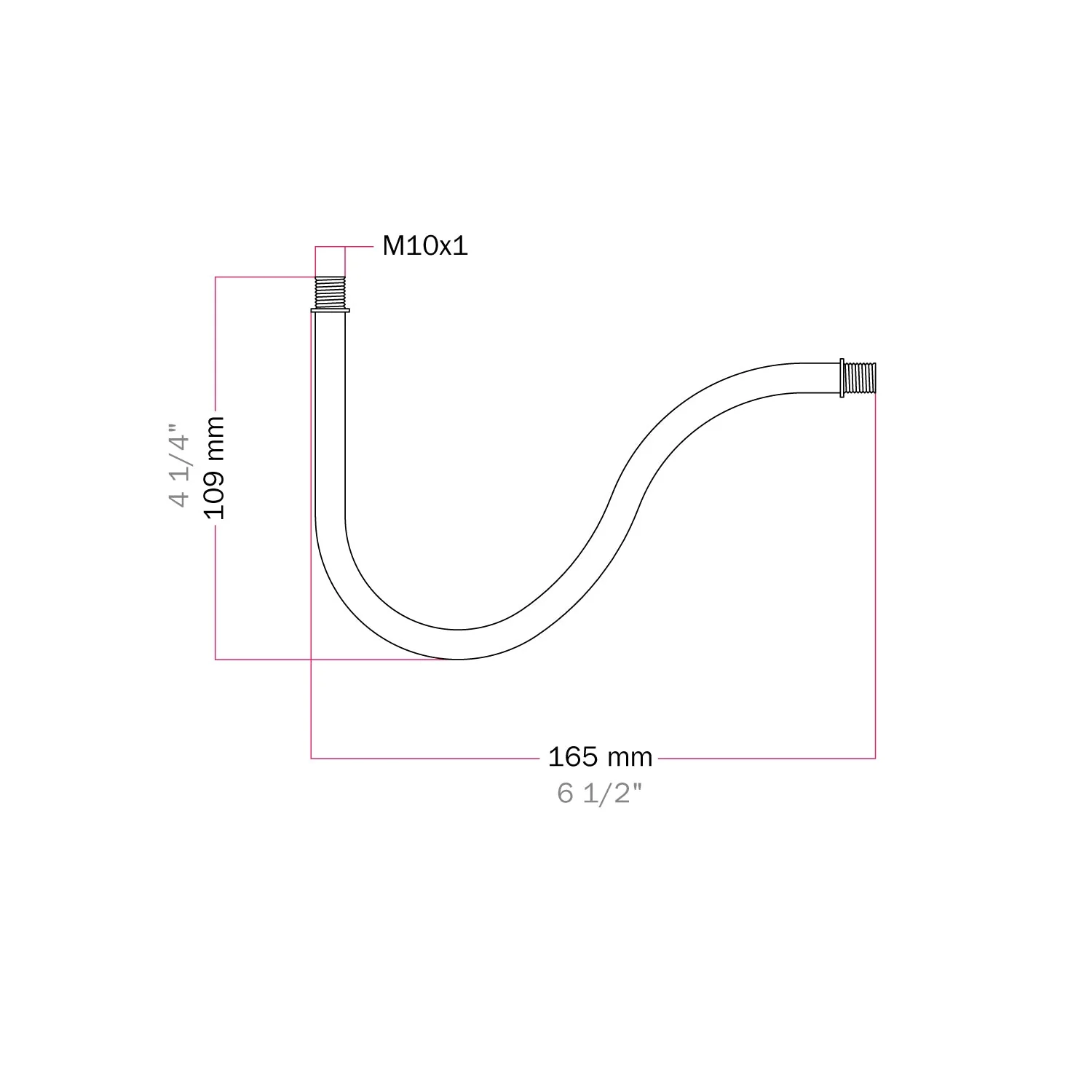S-shaped curved extension tube for lamp, 16.5 cm metal – Satin Copper - Image 3