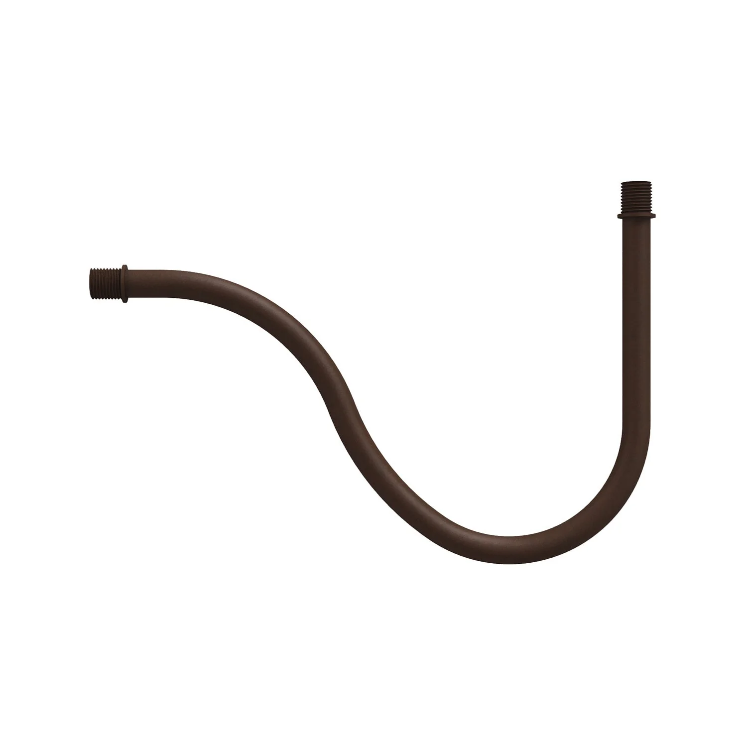 S-shaped curved extension tube for lamp, 16.5 cm in metal - Dark rust painted finish