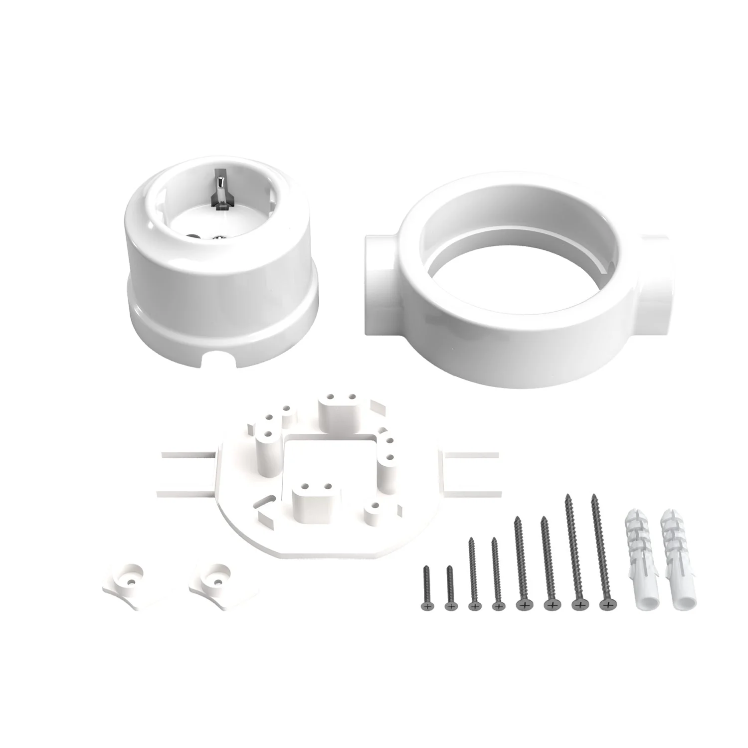 Schuko wall socket kit and base for Creative-Tubes in porcelain - White - Image 17