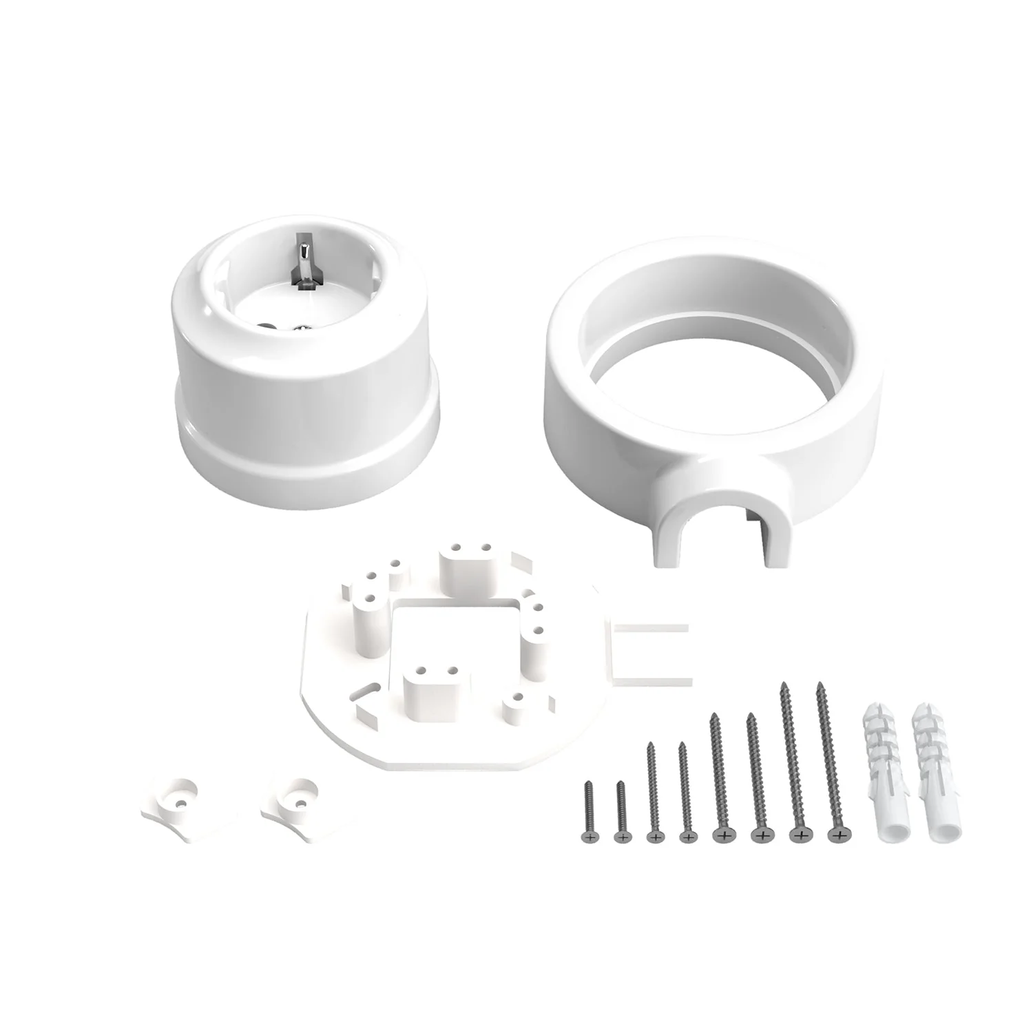 Schuko wall socket kit and base for Creative-Tubes in porcelain - White - Image 3