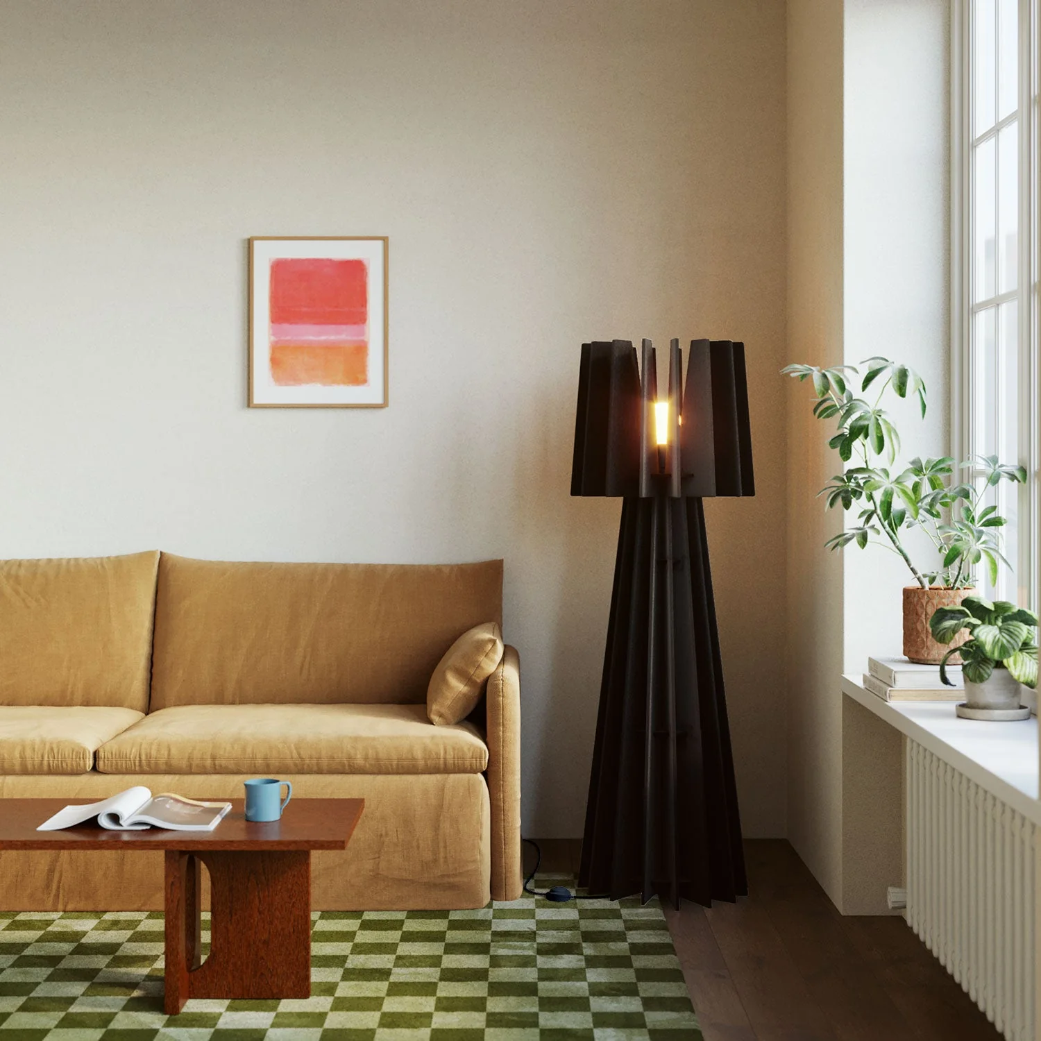 SHHINE floor lamp in sound-absorbing material and UK plug - Black melange - Image 2