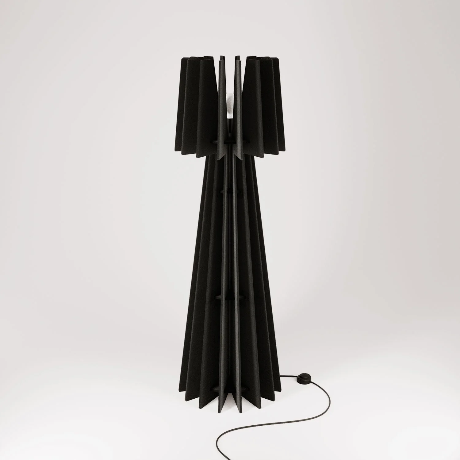 SHHINE floor lamp in sound-absorbing material and UK plug - Black melange - Image 3