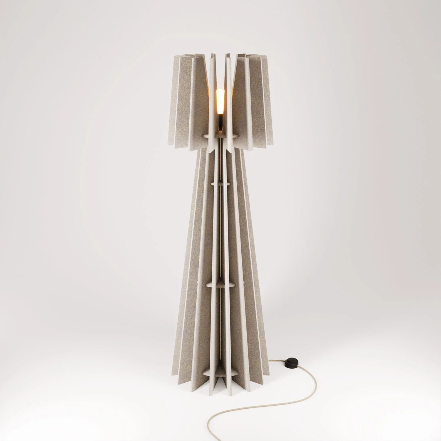 SHHINE floor lamp in sound-absorbing material and UK plug - Dove grey melange