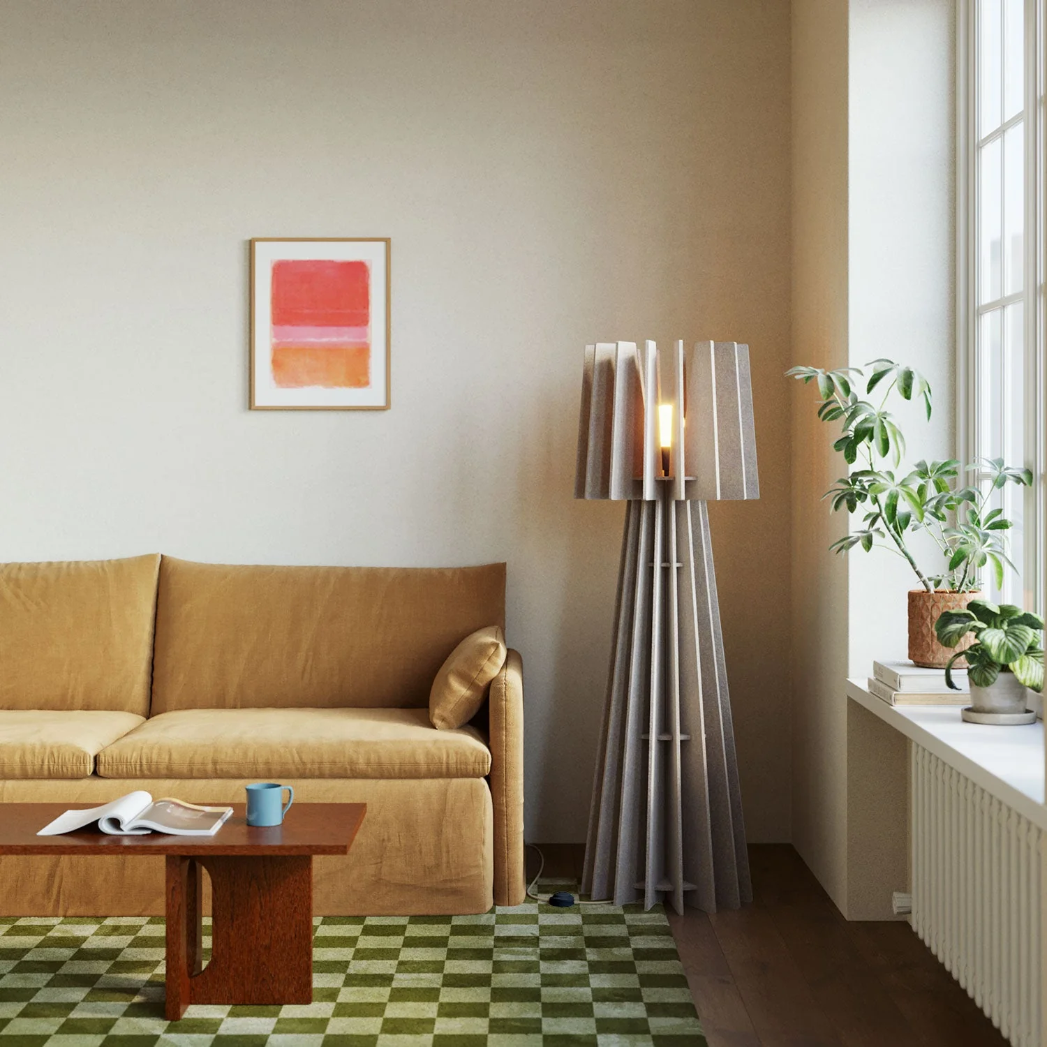 SHHINE floor lamp in sound-absorbing material and UK plug - Dove grey melange - Image 2