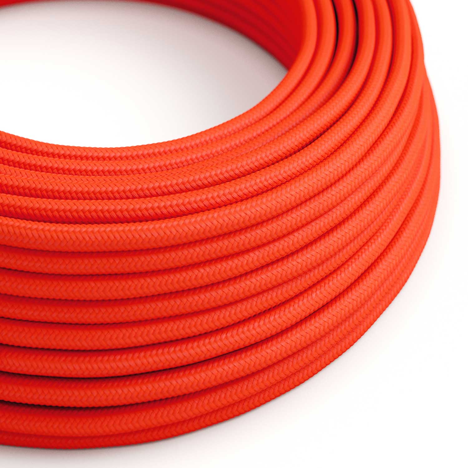 Shiny fabric electric cable Fluo Orange - The Original Creative Cables, for designer exposed installations - RF15