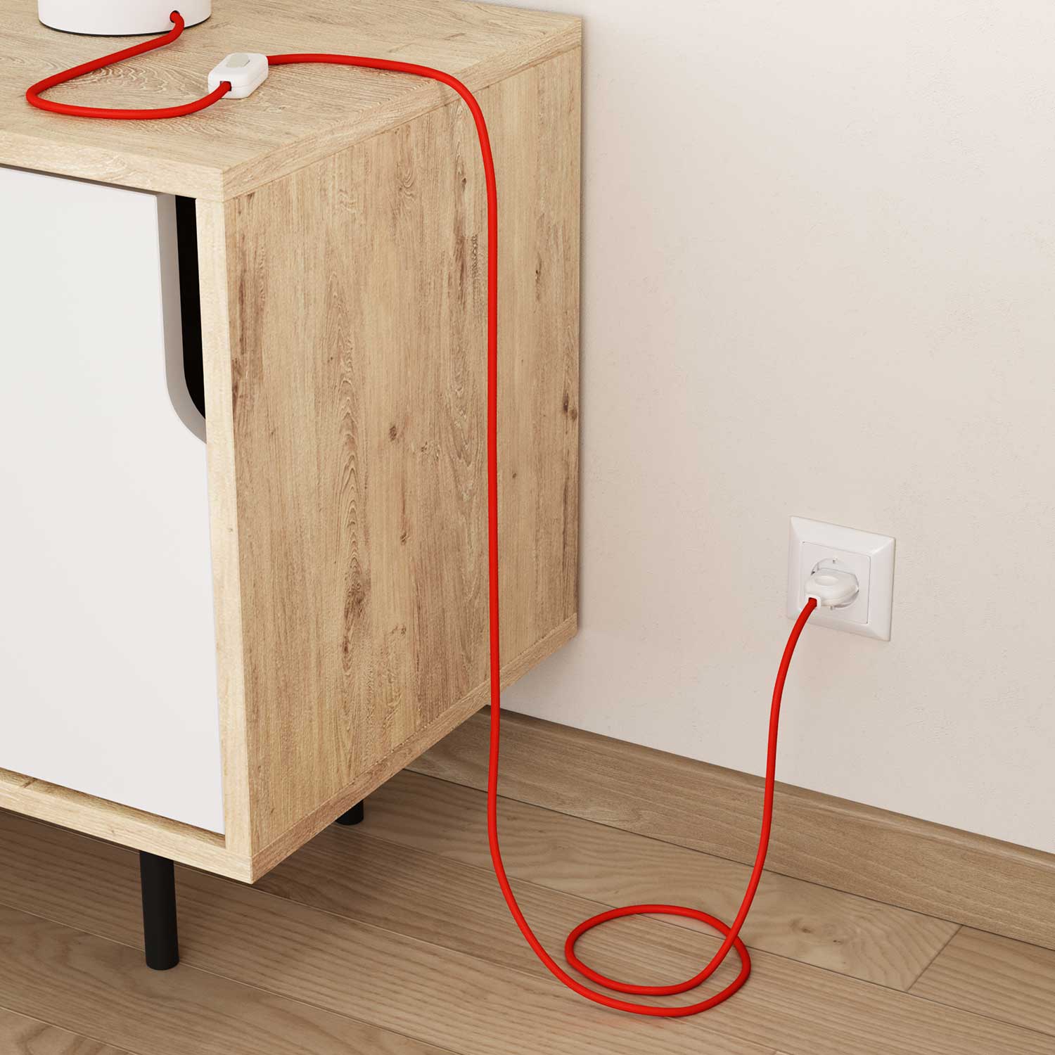 Shiny fabric electric cable Fluo Orange - The Original Creative Cables, for designer exposed installations - RF15 - Image 3