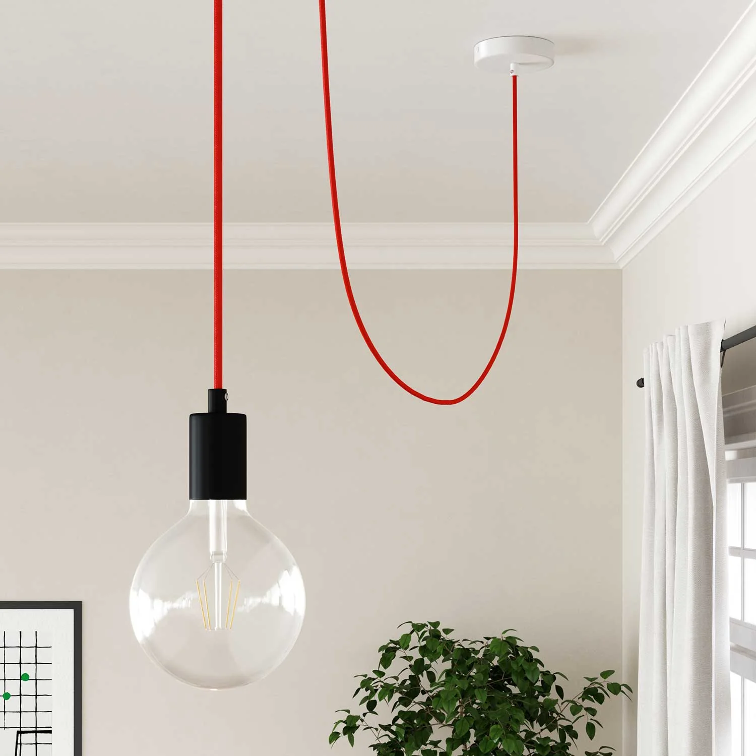 Shiny fabric electric cable Fluo Orange - The Original Creative Cables, for designer exposed installations - RF15 - Image 4