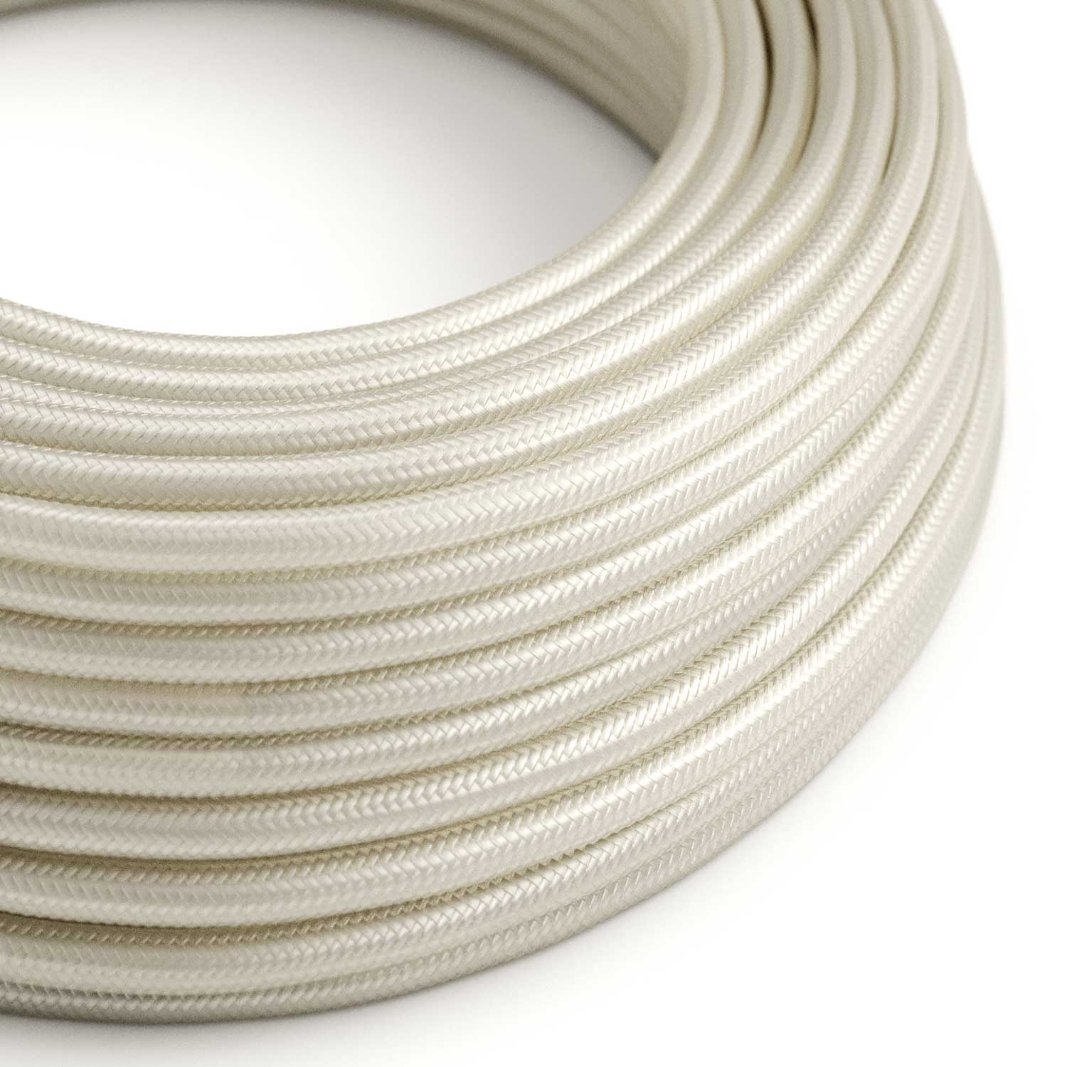 Pearl White glossy textile Cable - The Original Creative Cables, for refined lamps - RM00
