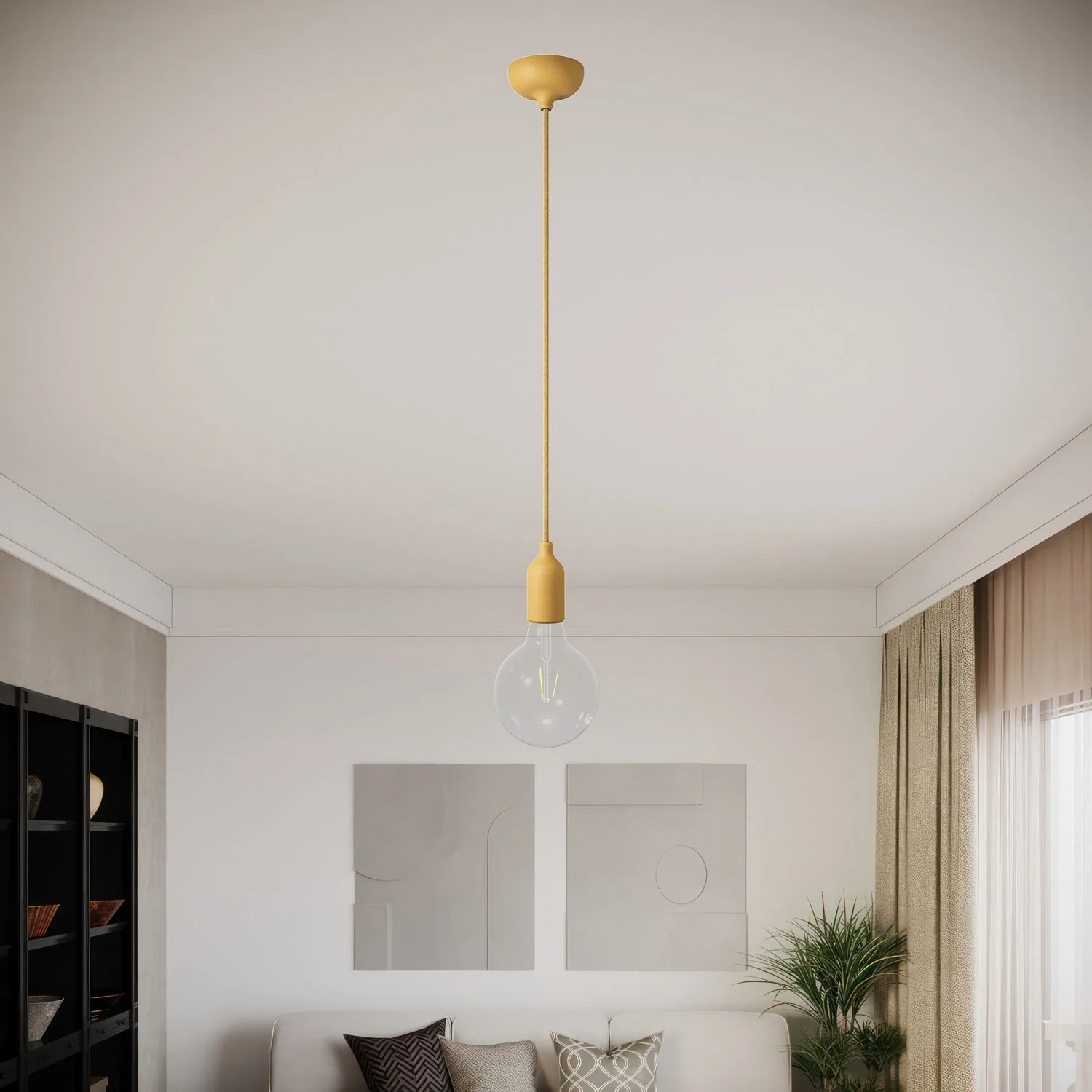 Silicone ceiling rose kit with central hole and provision for side hole – Mustard - Image 6