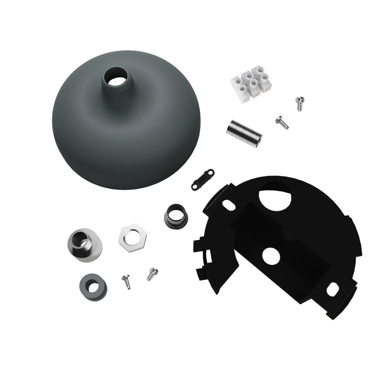 Silicone ceiling rose kit with central hole and provision for side hole - Grey - Image 2