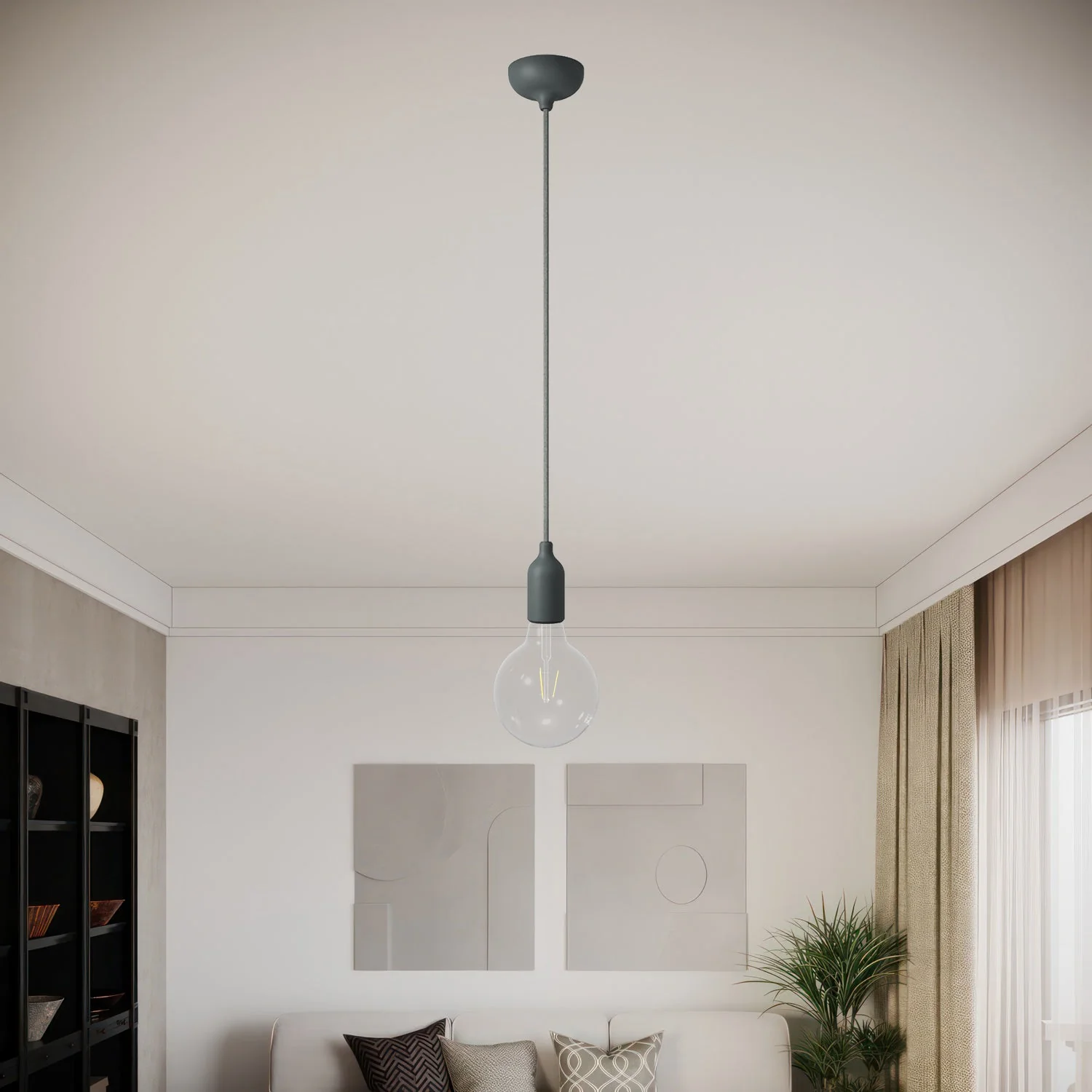 Silicone ceiling rose kit with central hole and provision for side hole - Grey - Image 6